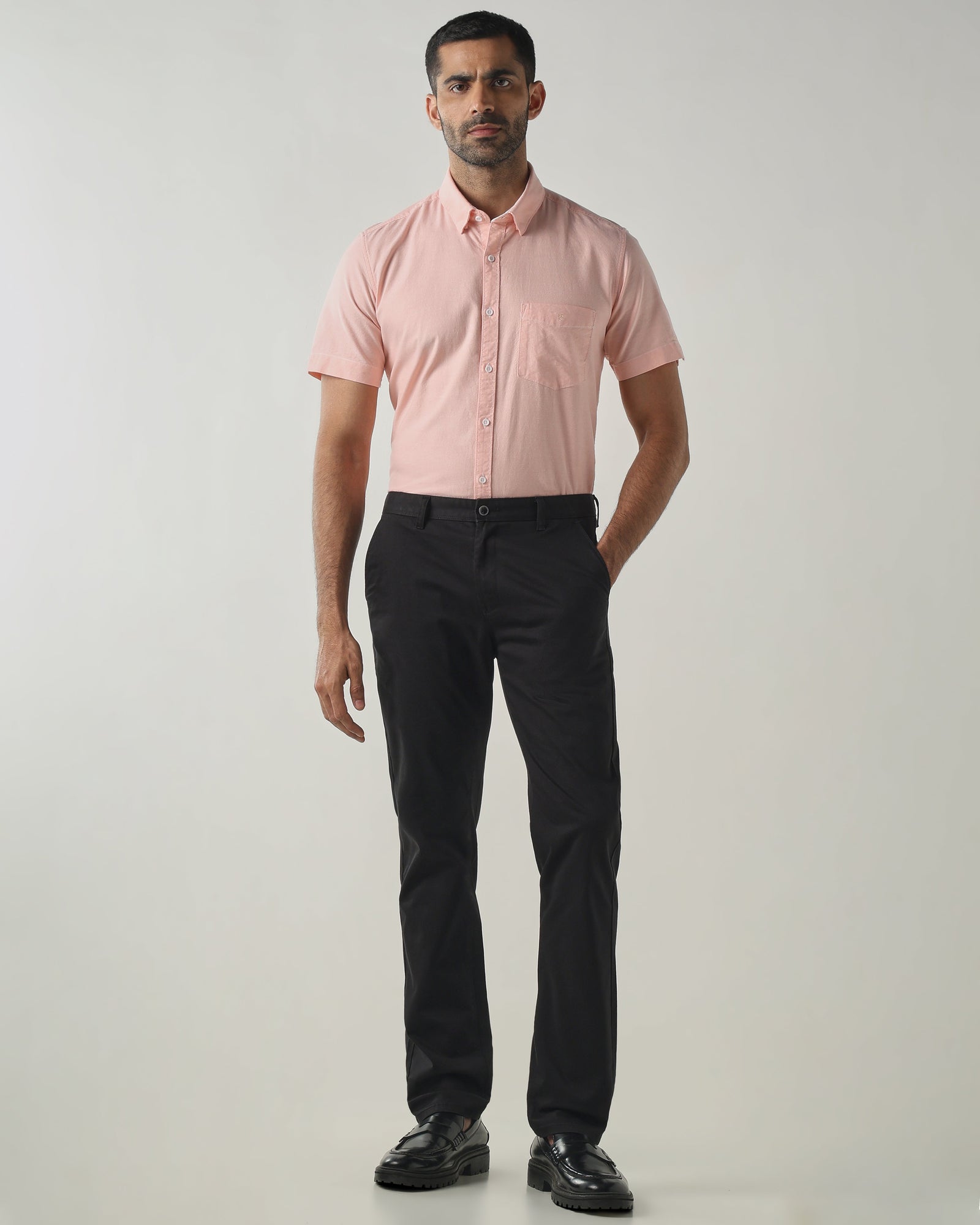 Peach Slim fit Smart Casual Shirts