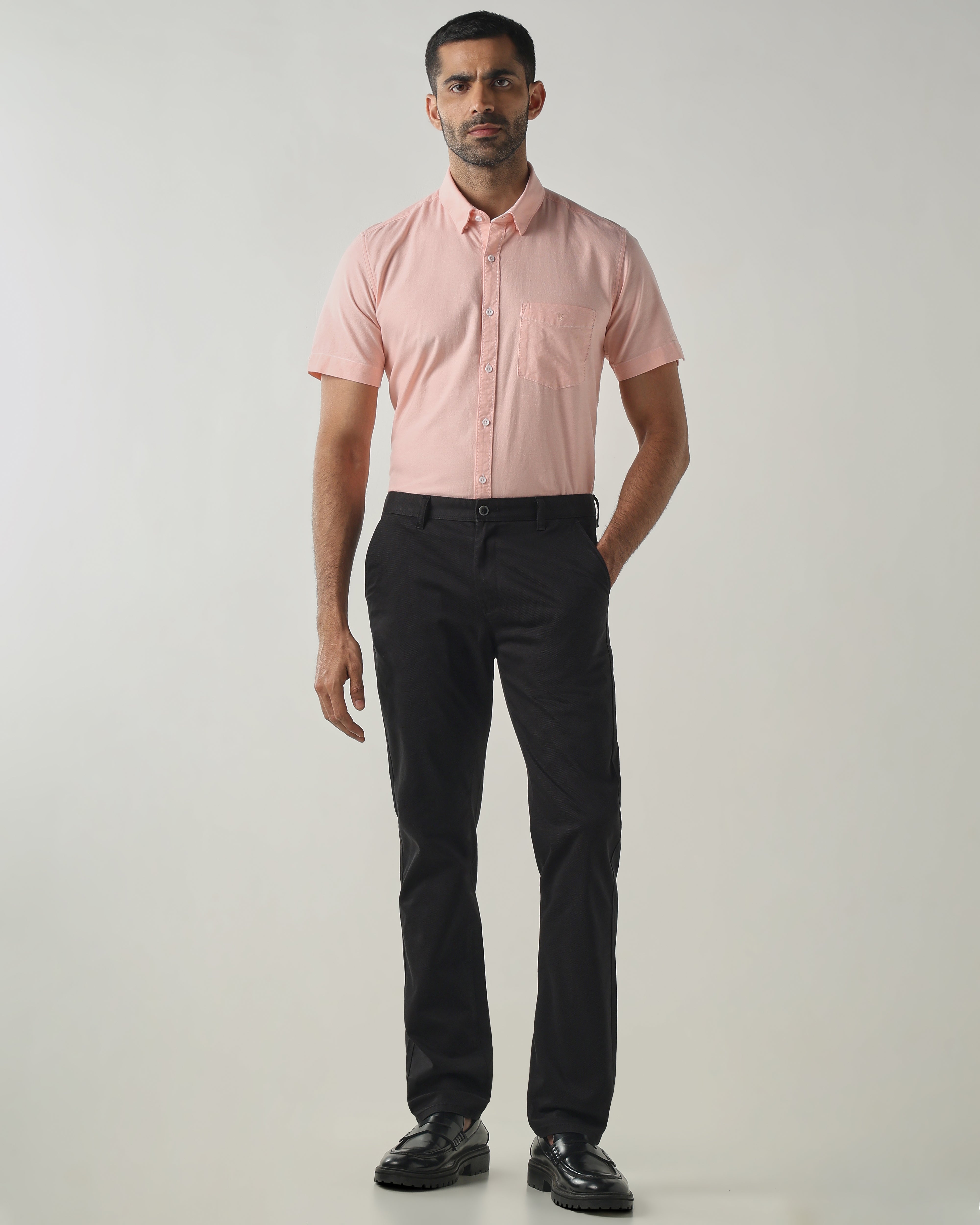 Peach Slim fit Smart Casual Shirts