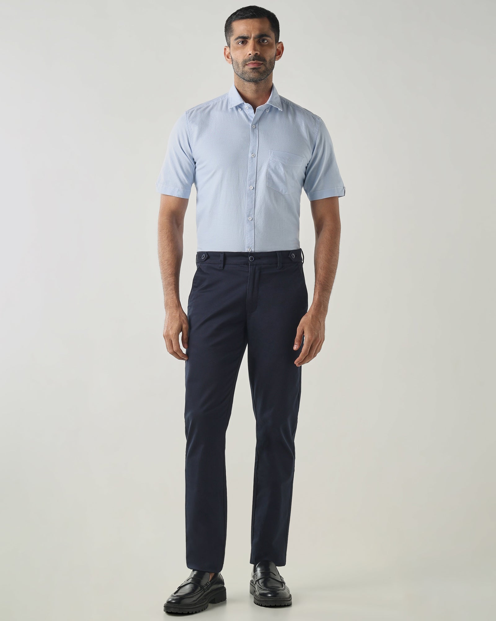 Sky Blue Slim fit Smart Casual Shirts