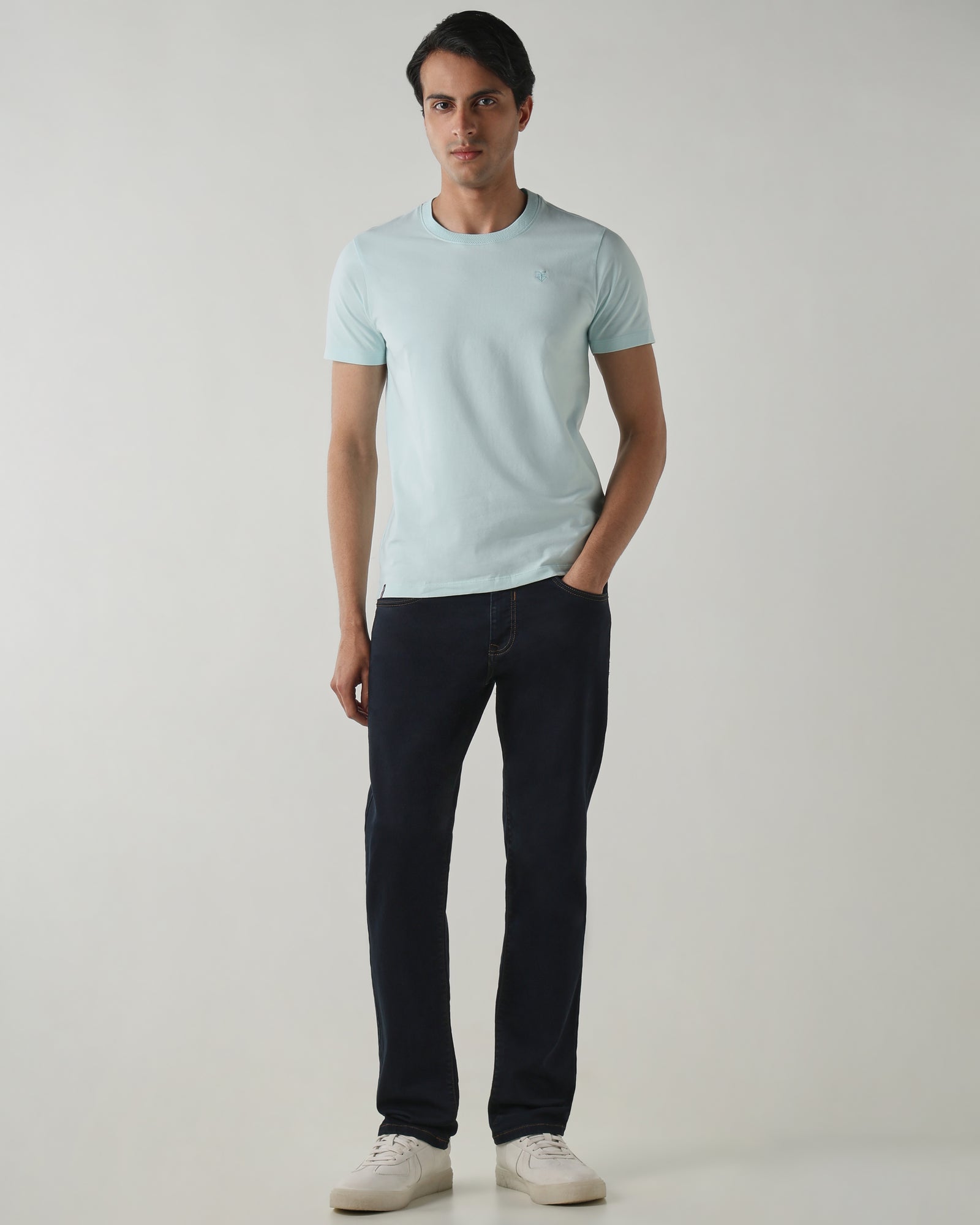 Men Regular Fit T-Shirt Blue Glass