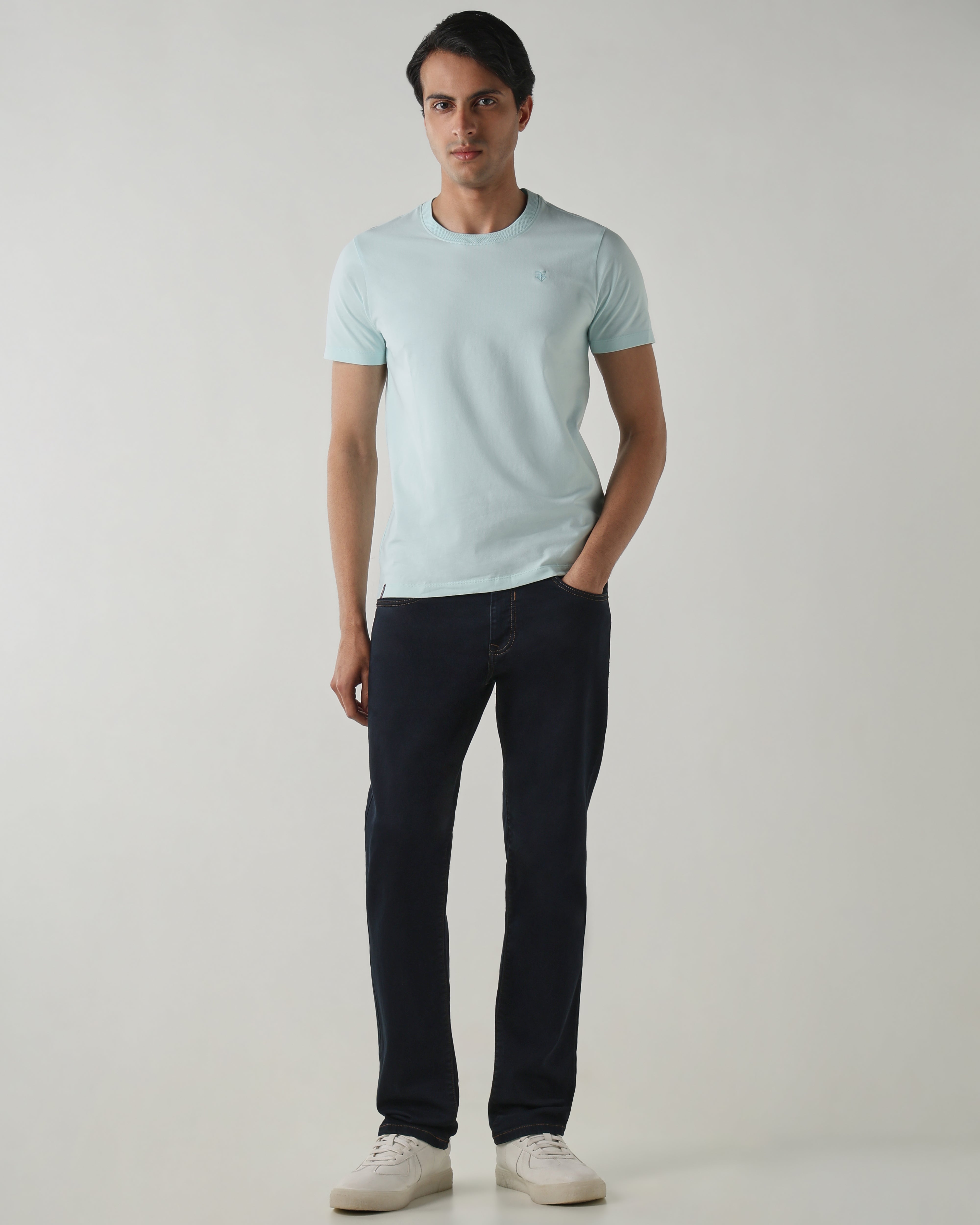 Men Regular Fit T-Shirt Blue Glass