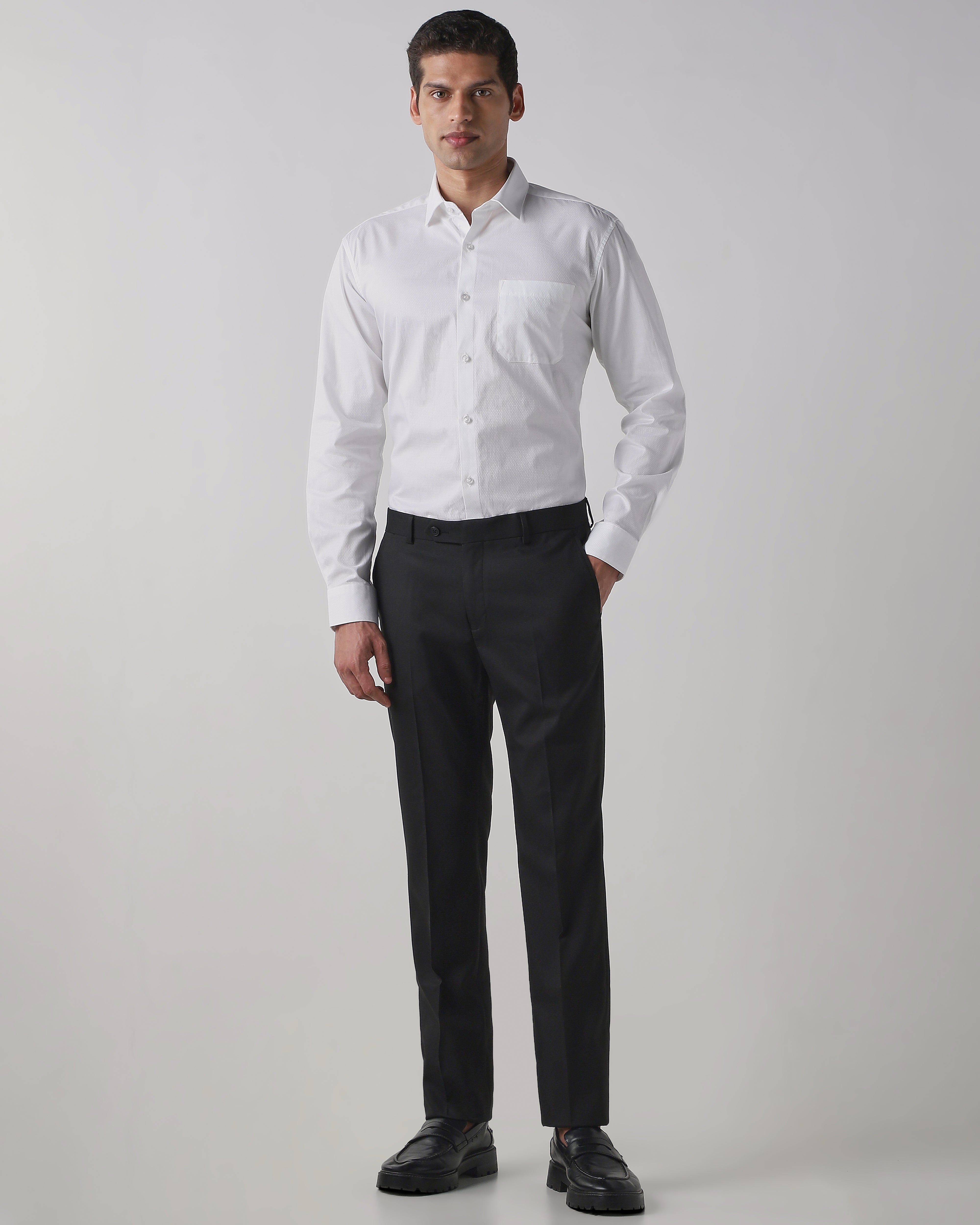 Solid White 100% COTTON Regular Fit Shirt