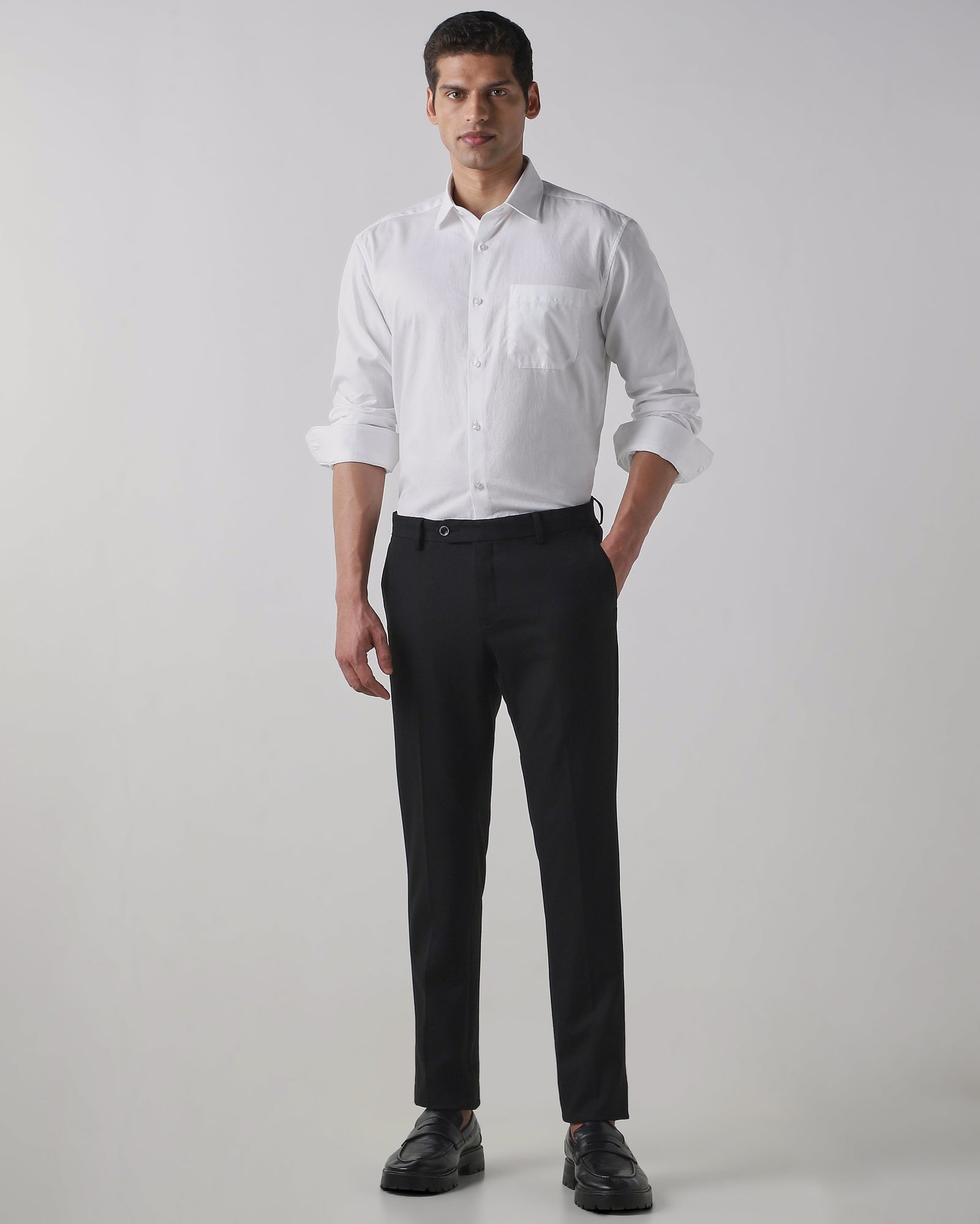 Solid White 100% COTTON Regular Fit Shirt