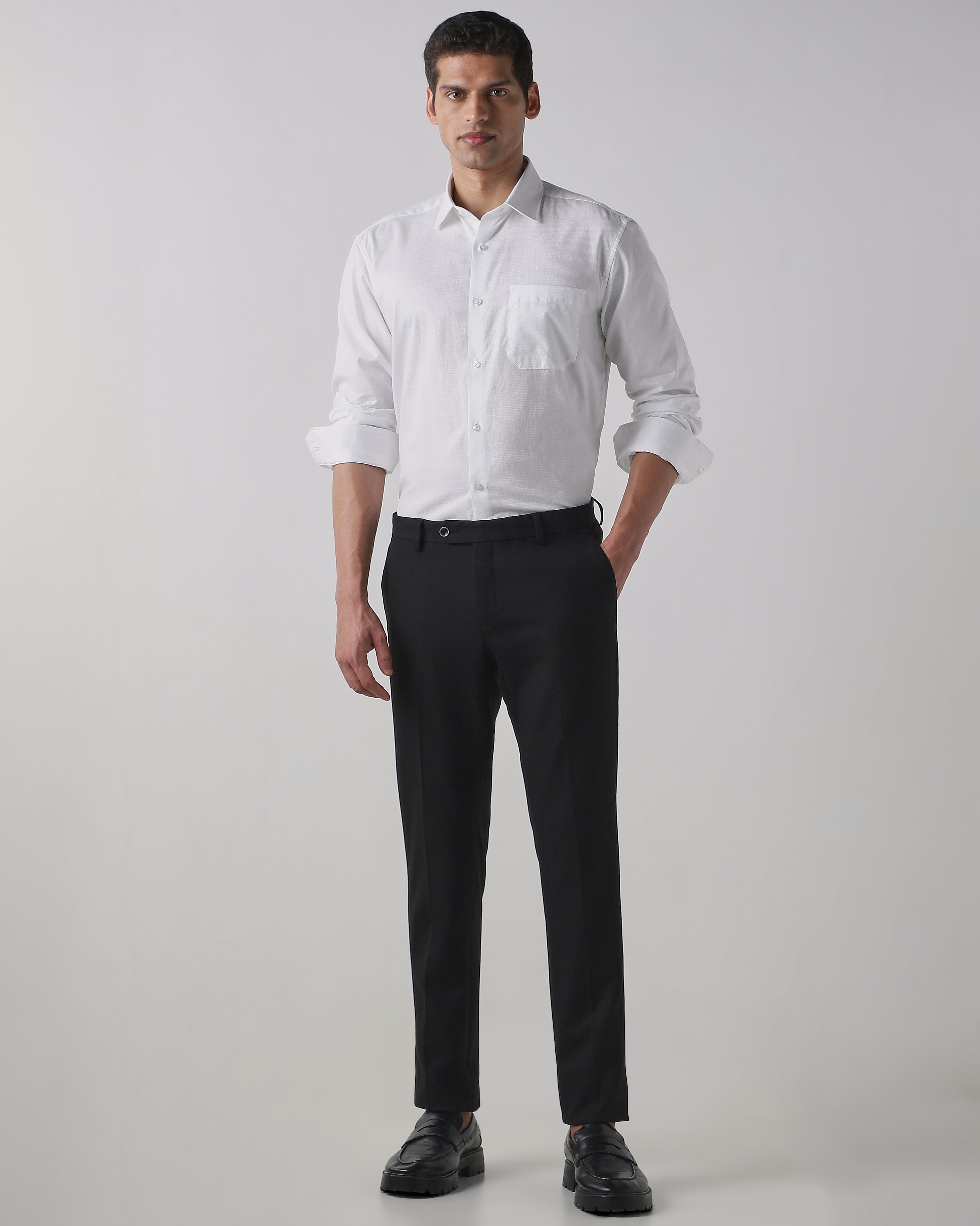 Solid White 100% COTTON Regular Fit Shirt