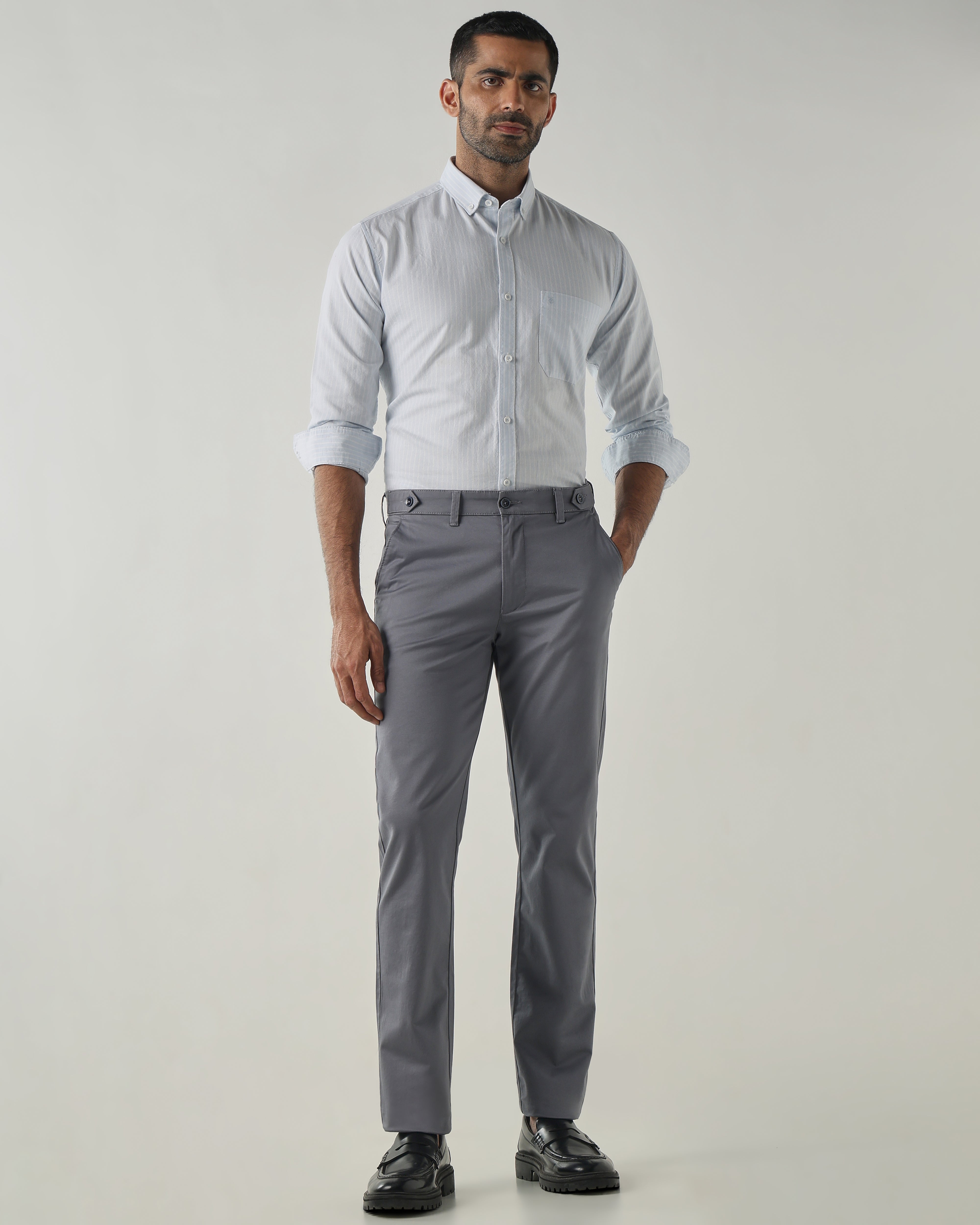 White/Beige Slim fit Smart Casual Shirts