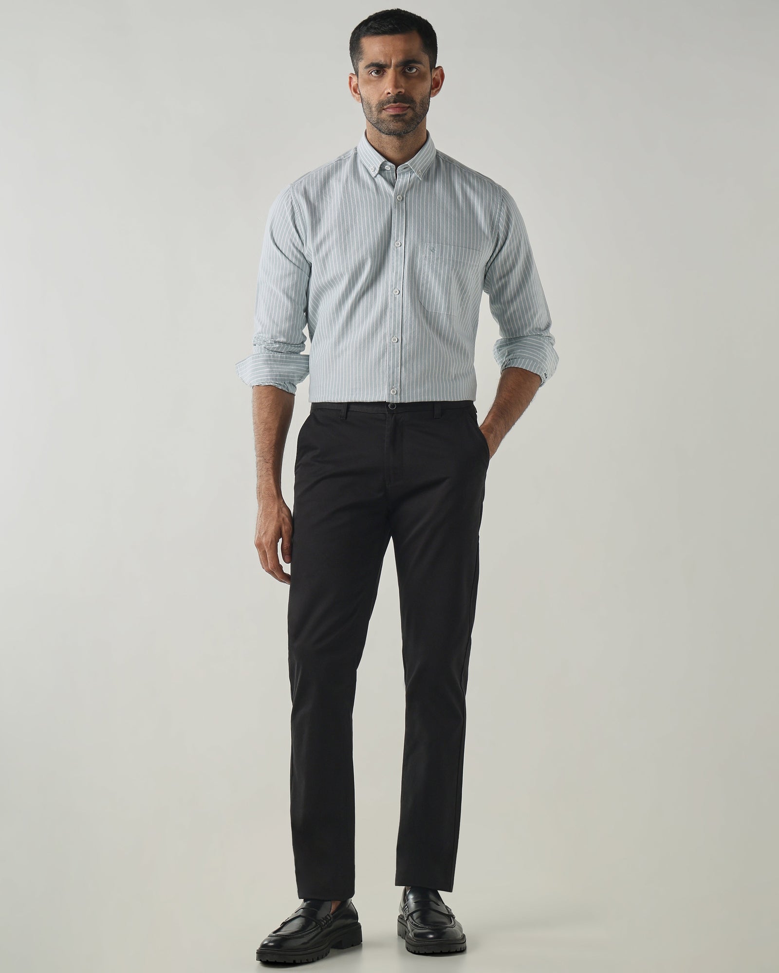 White/Tangerine Slim fit Smart Casual Shirts