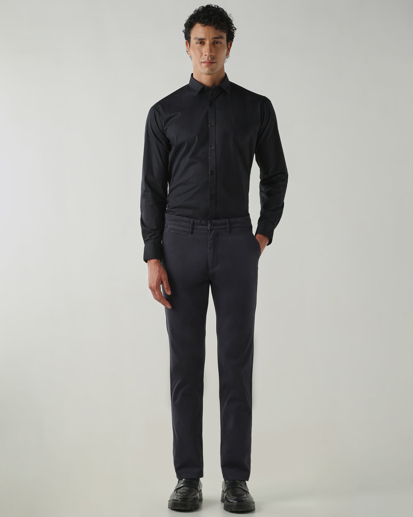 Men Slim Fit Shirts Black