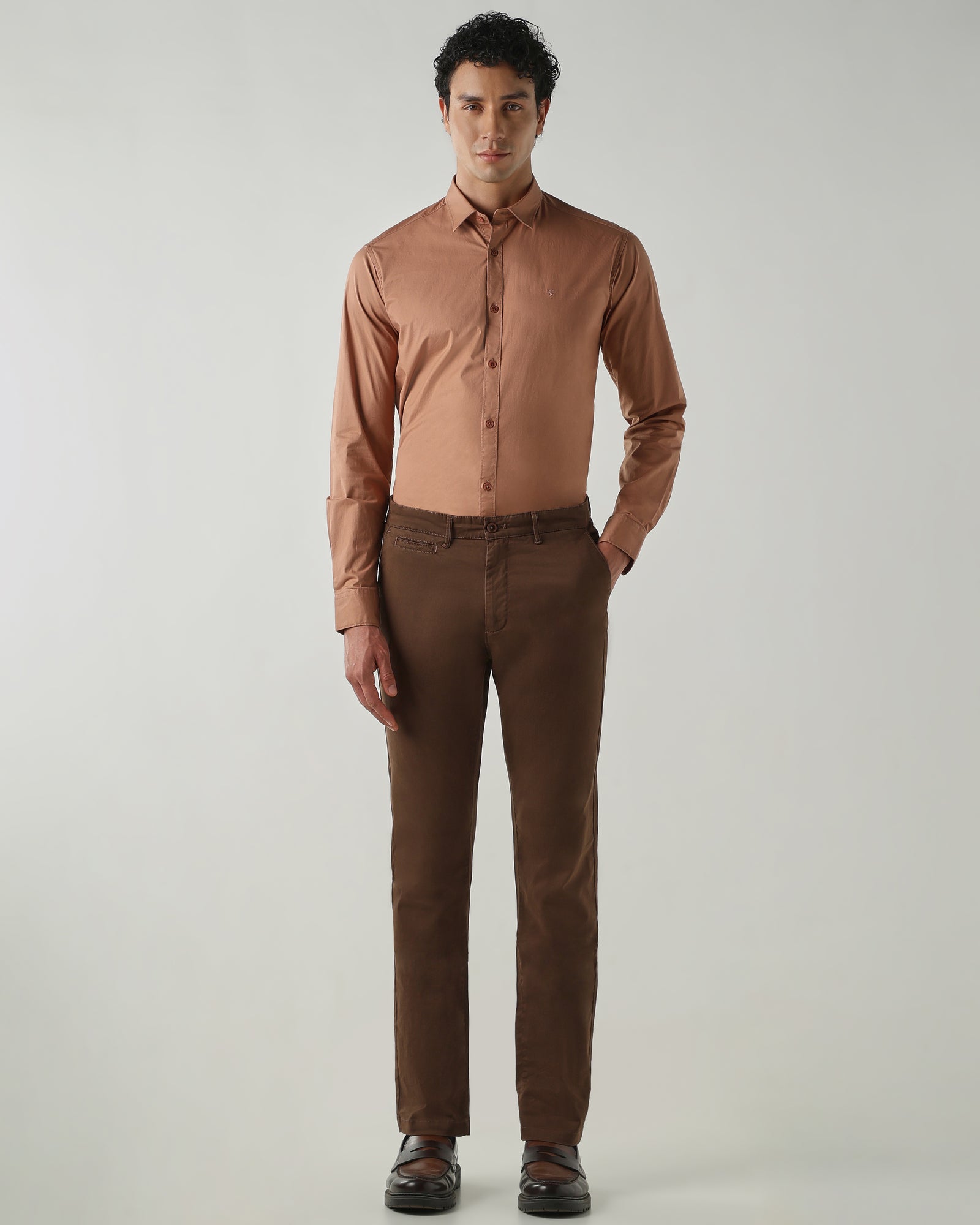 Men Slim Fit Shirts Mud Peach