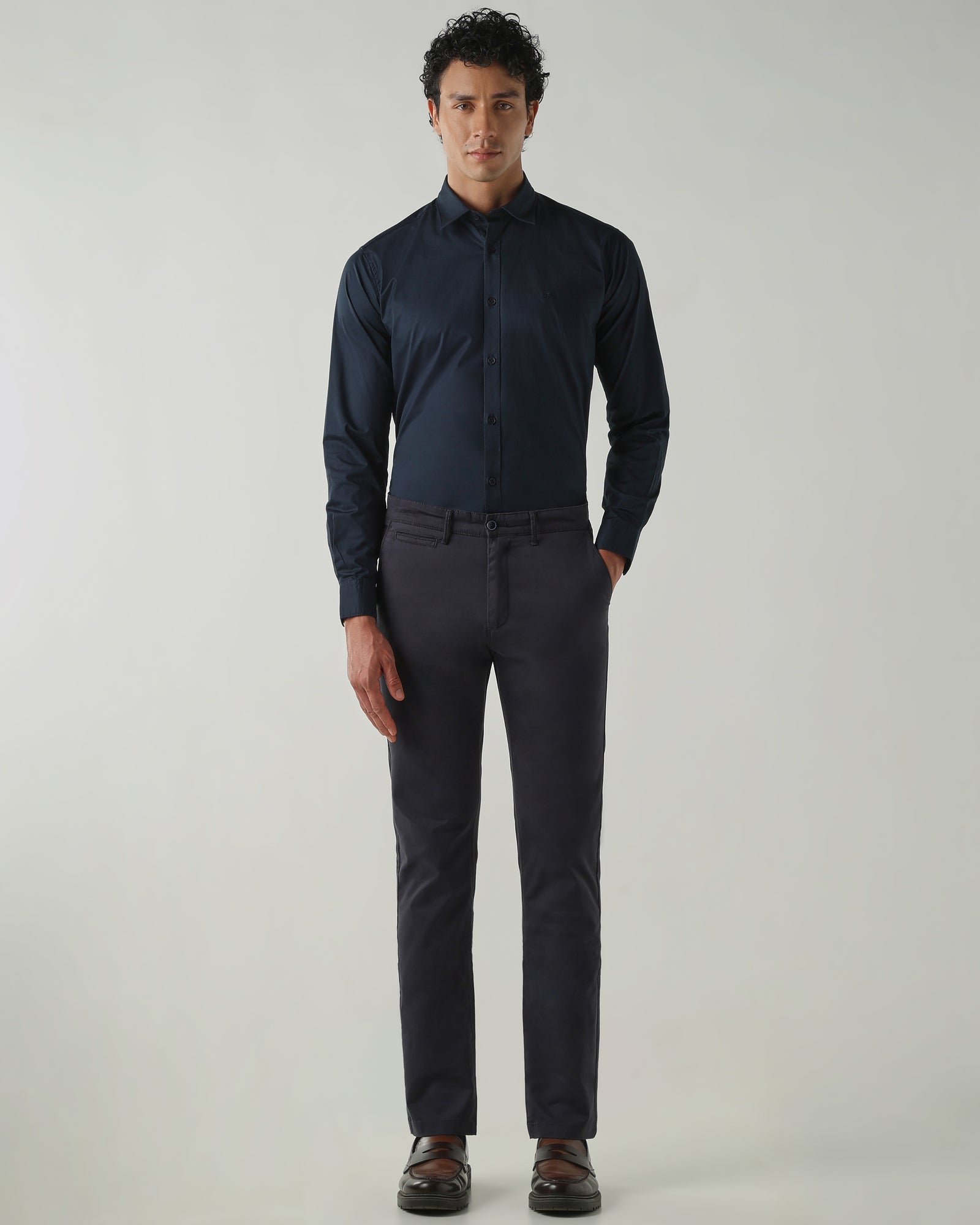 Men Slim Fit Shirts Navy