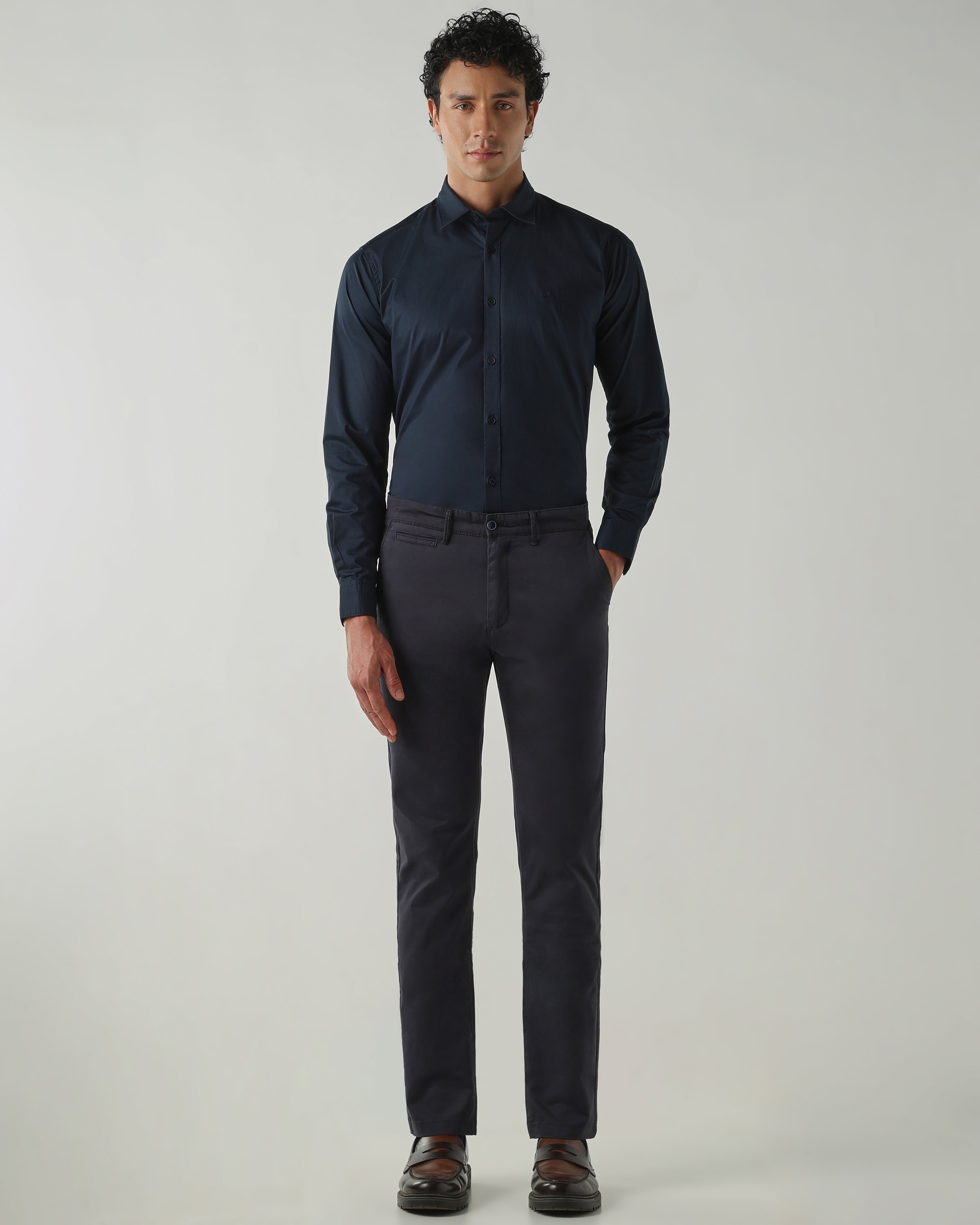 Men Slim Fit Shirts Navy