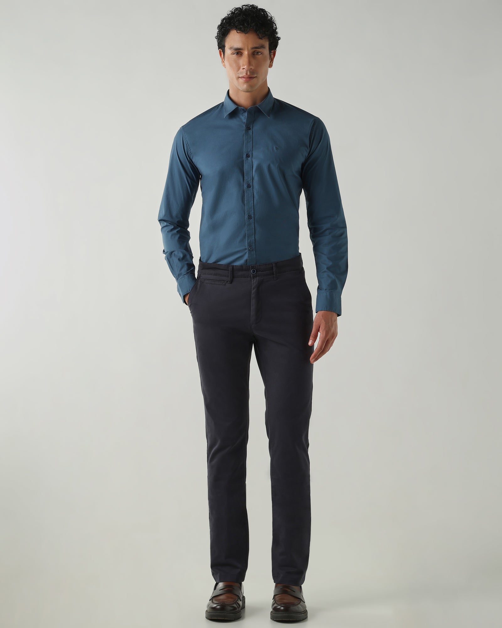Men Slim Fit Shirts Petrol Grey