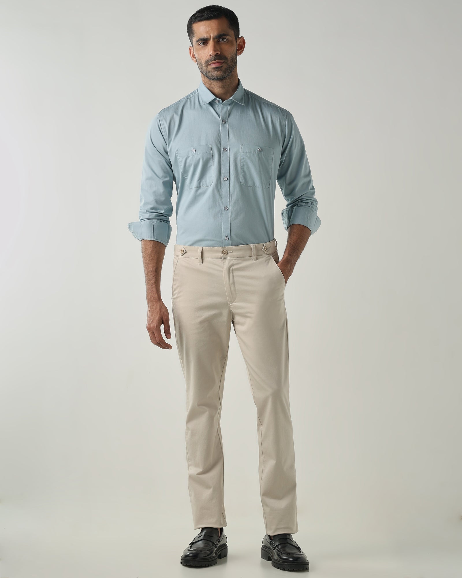 Blue Slim fit Smart Casual Shirts