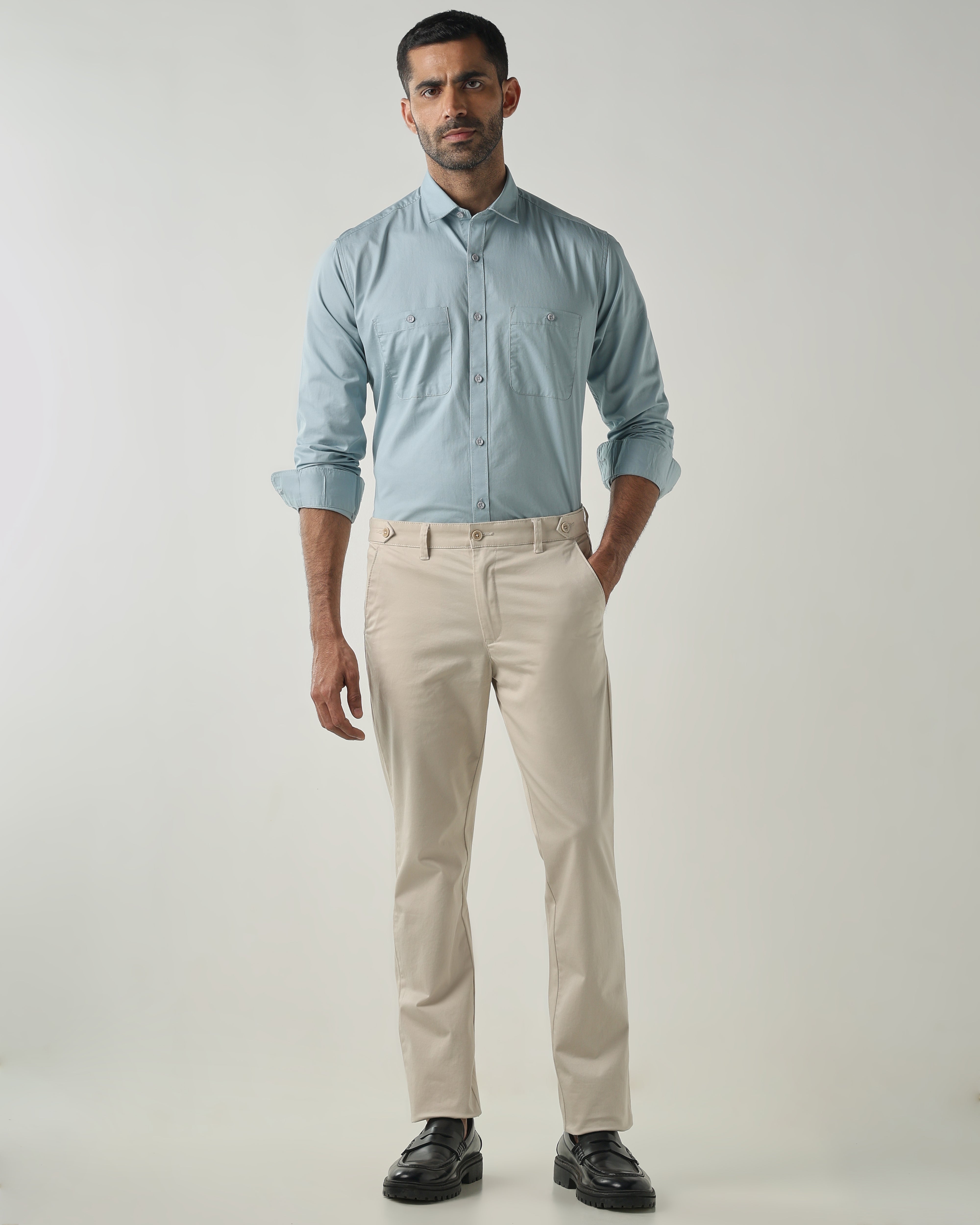 Blue Slim fit Smart Casual Shirts