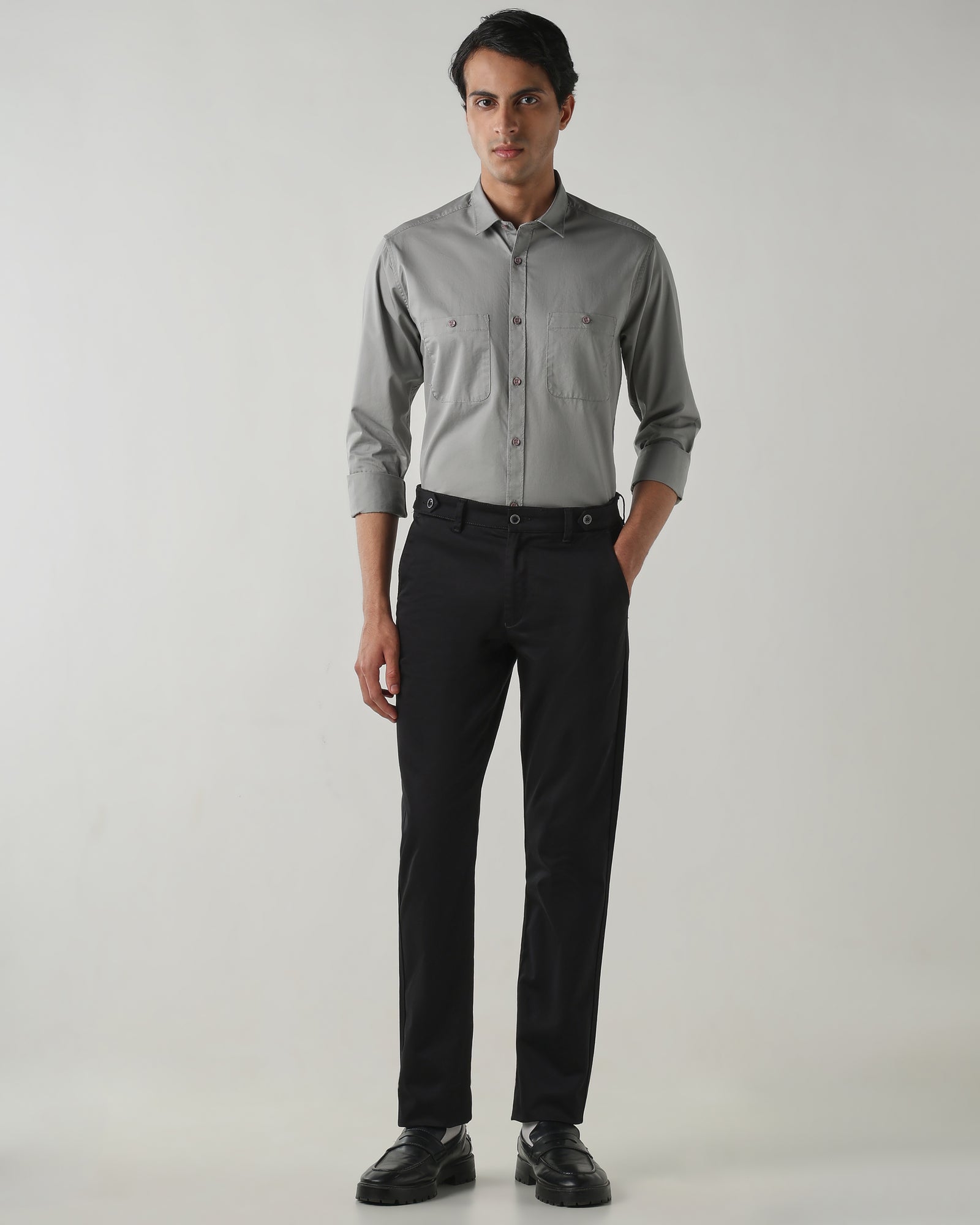 Men Slim Fit Shirt Grey