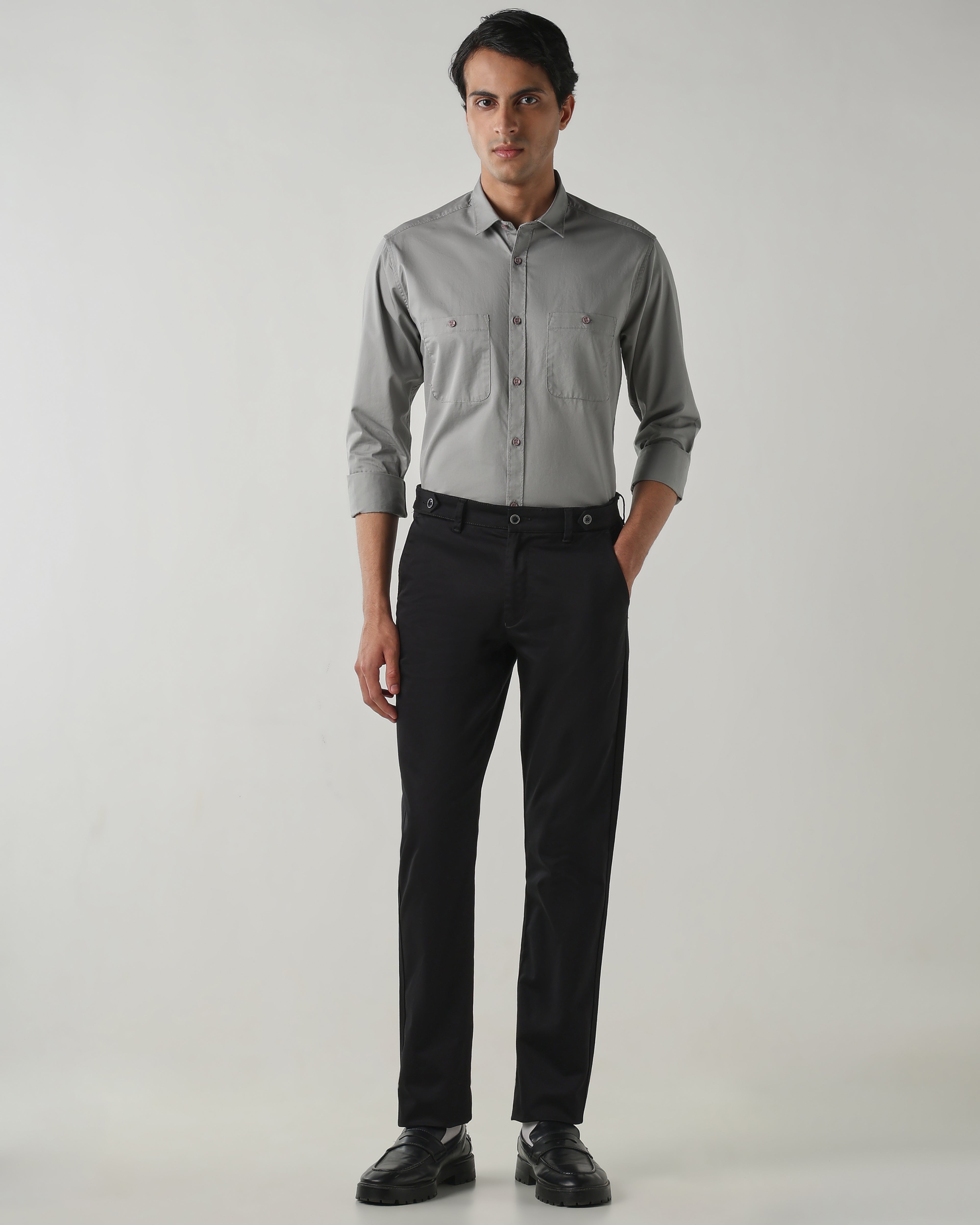 Men Slim Fit Shirt Grey