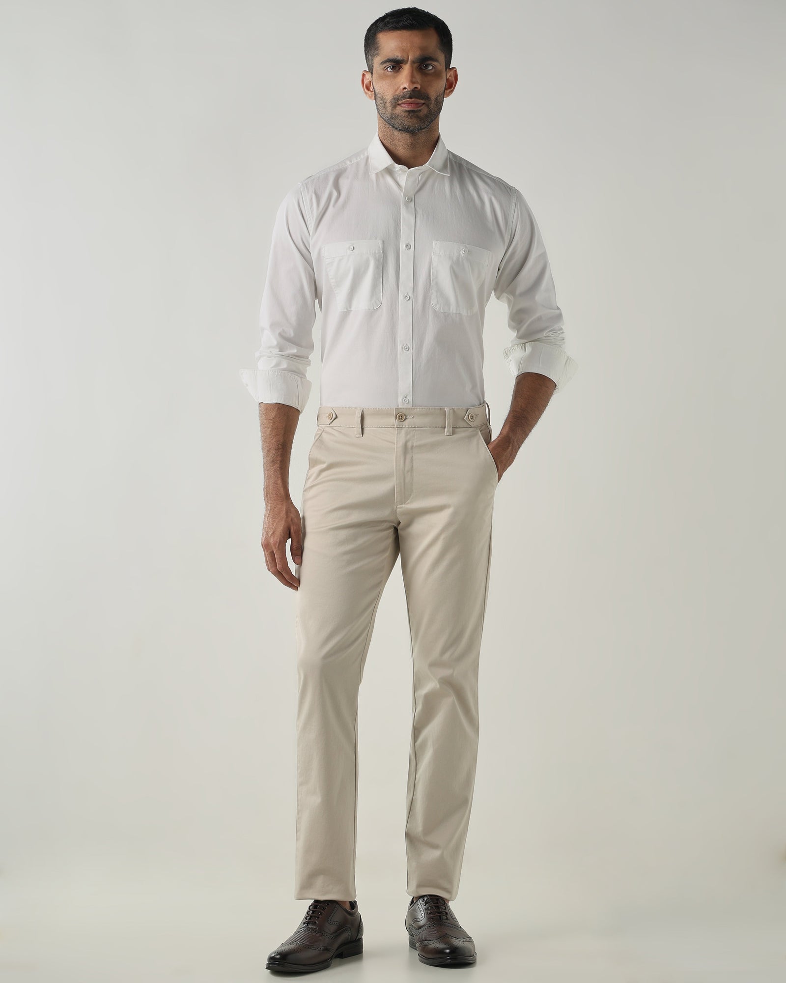 White Slim fit Smart Casual Shirts