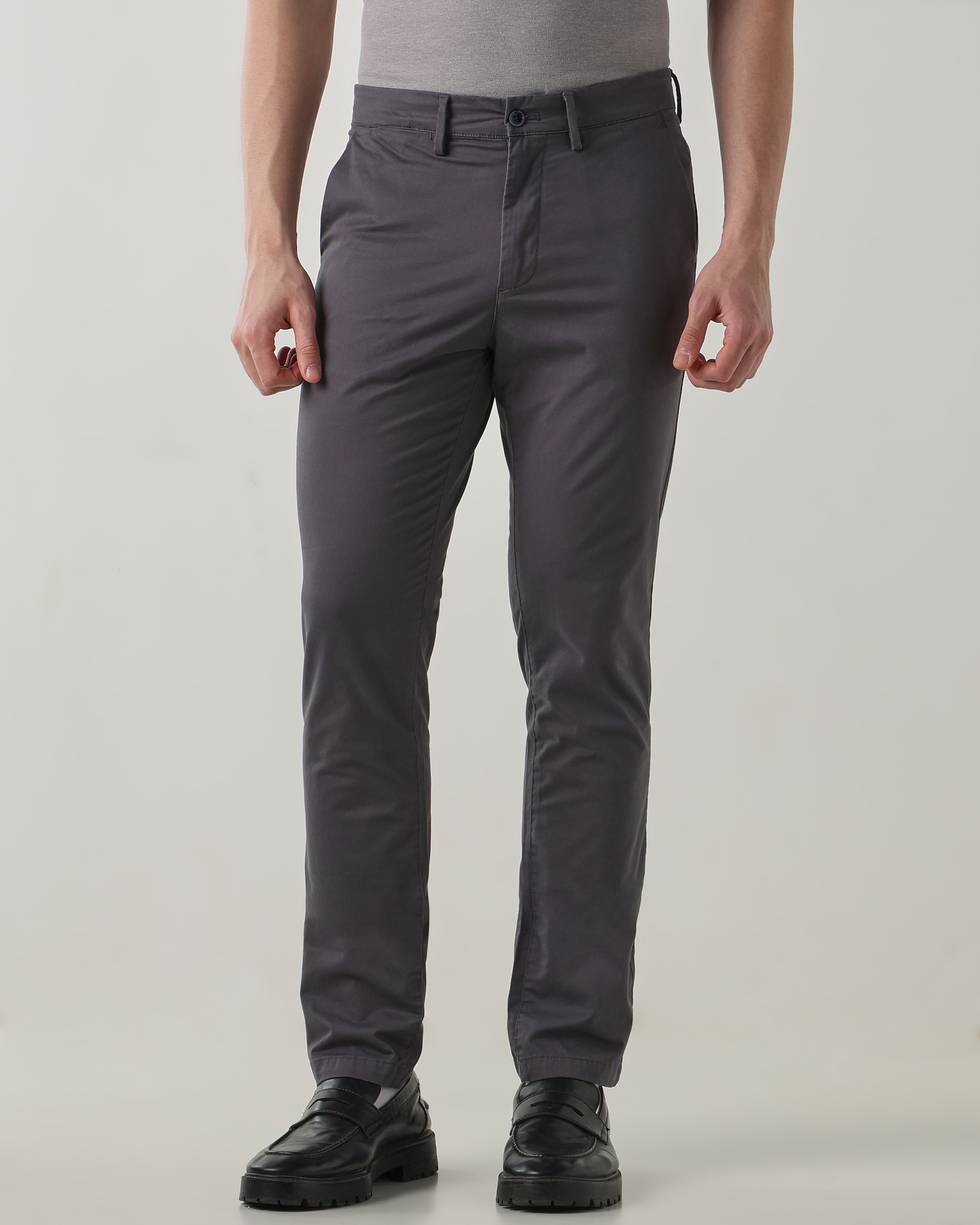 Men Regular Fit Trouser Grey