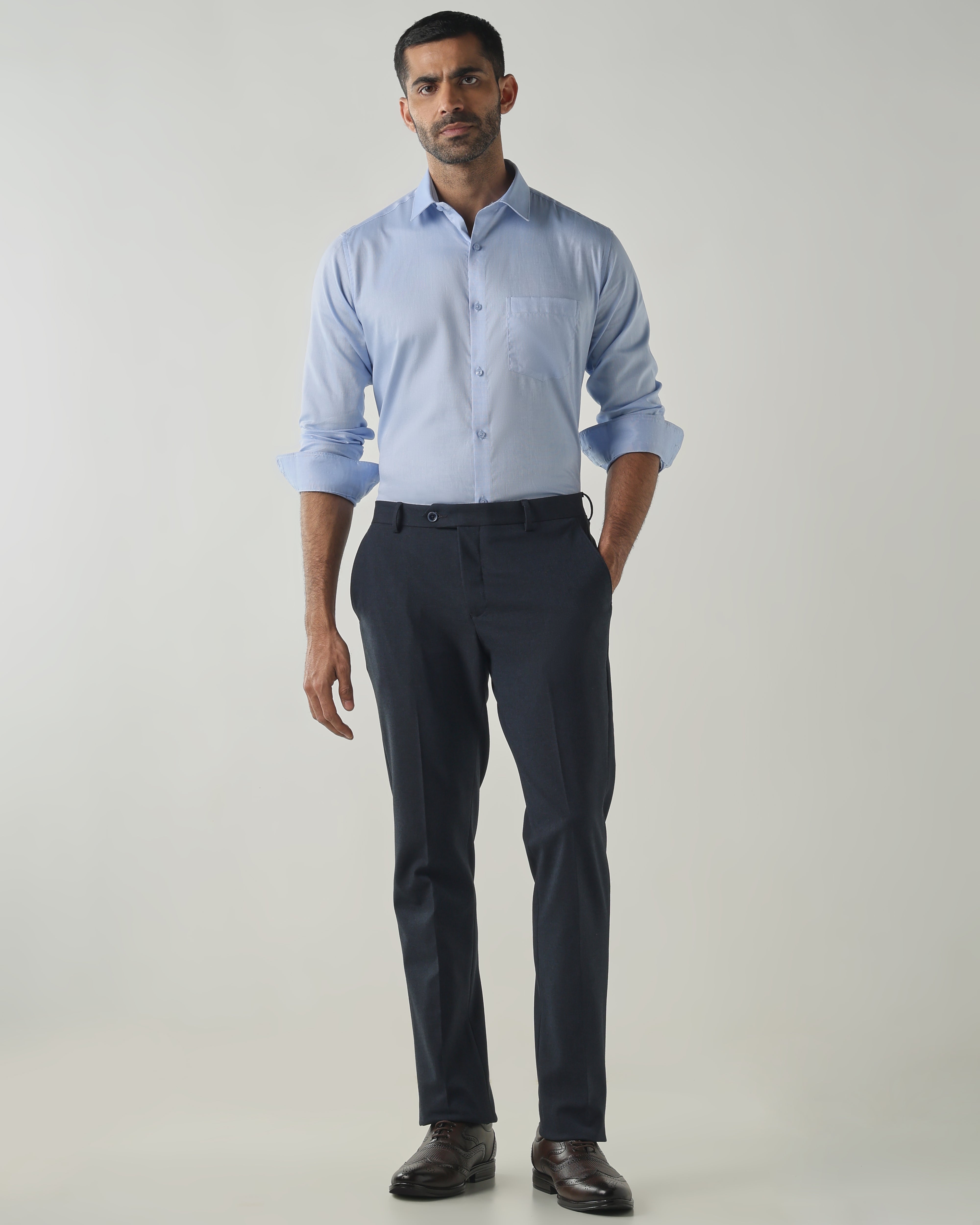 Blue Slim Fit Formal Essential Shirts