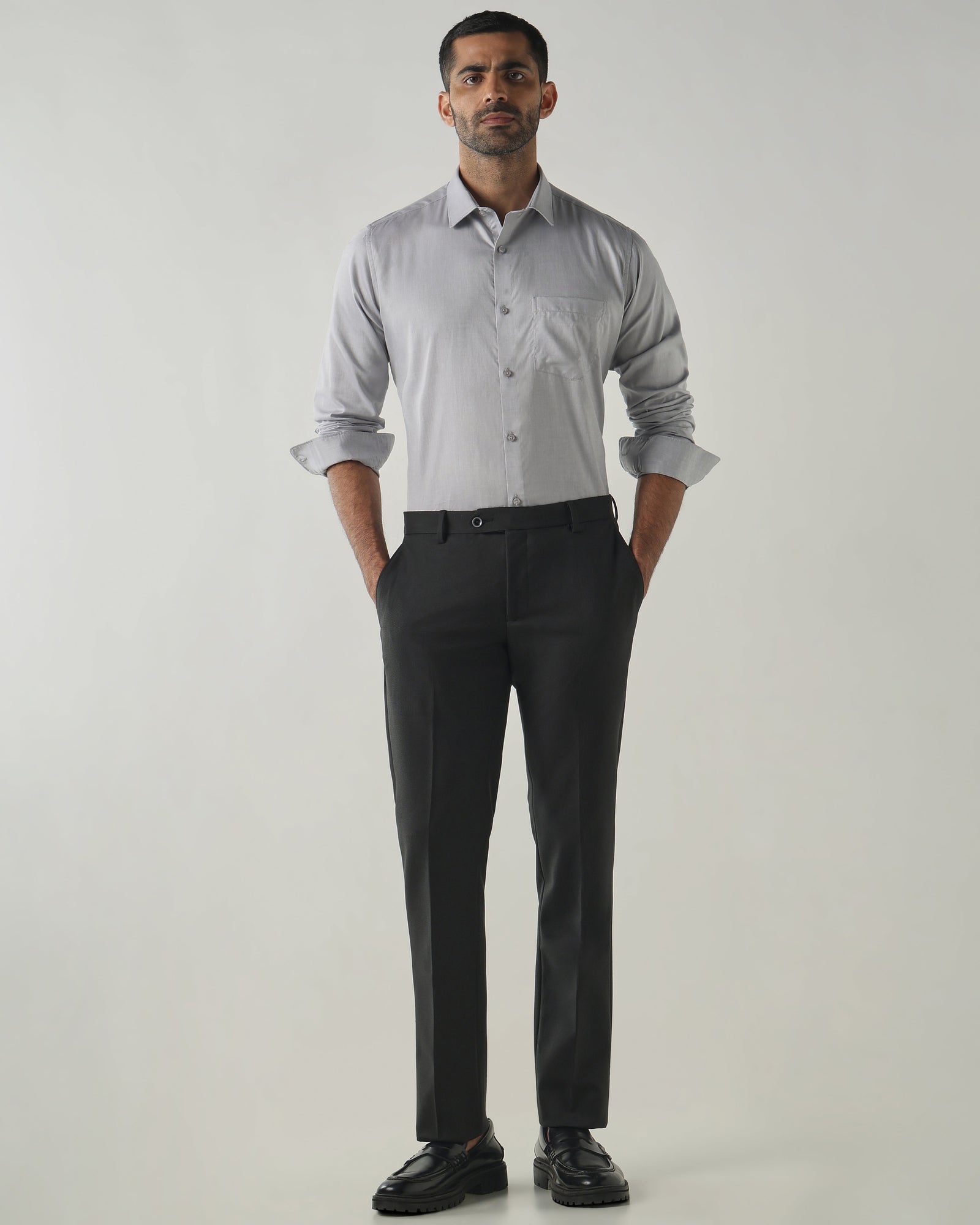 Grey Slim Fit Formal Essential Shirts