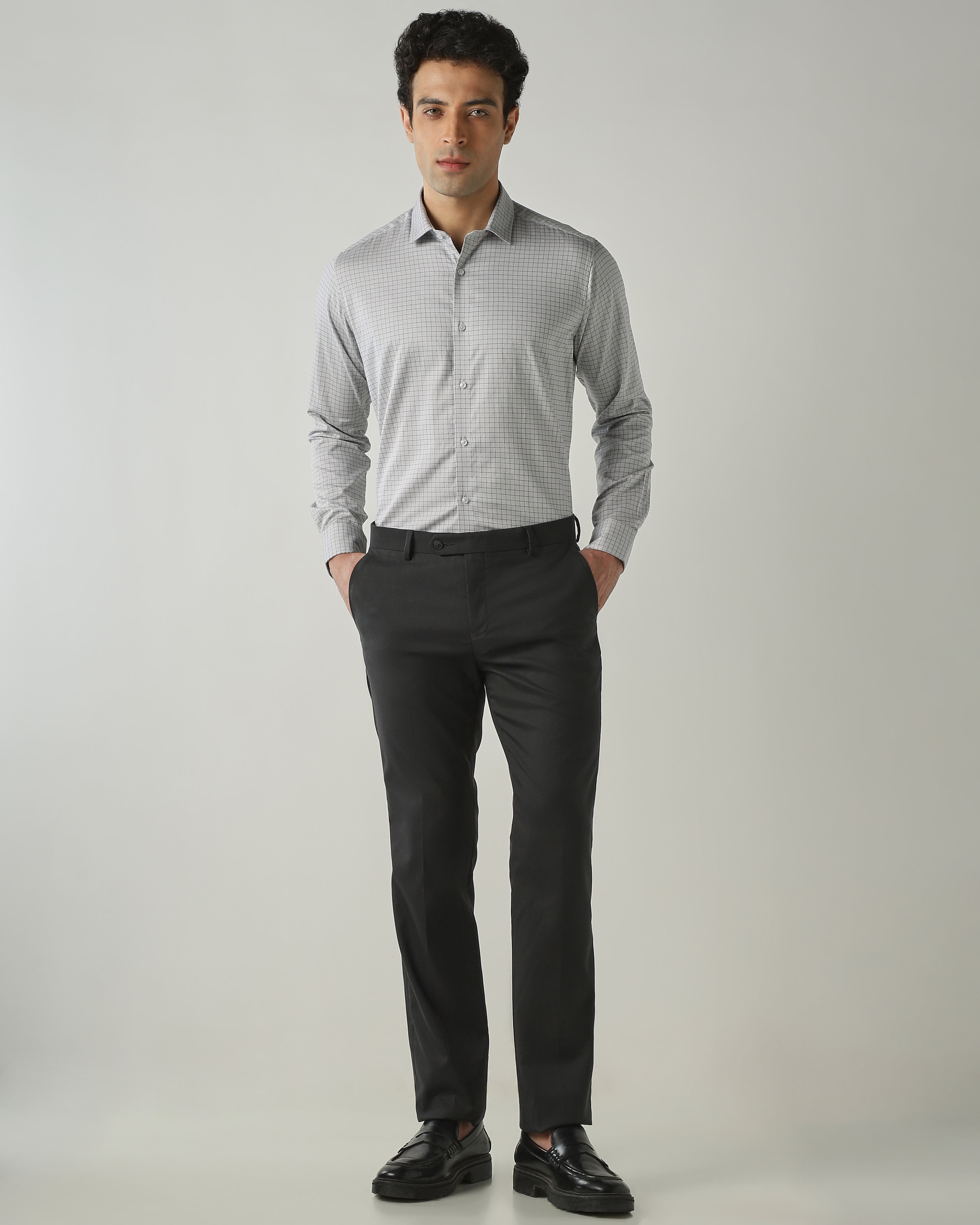 Shirt Grey Slim Fit 100% Cotton