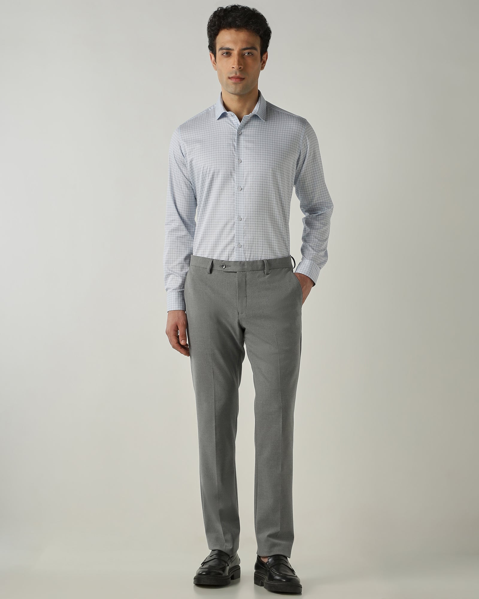 Shirt Lt Blue Slim Fit 100% Cotton