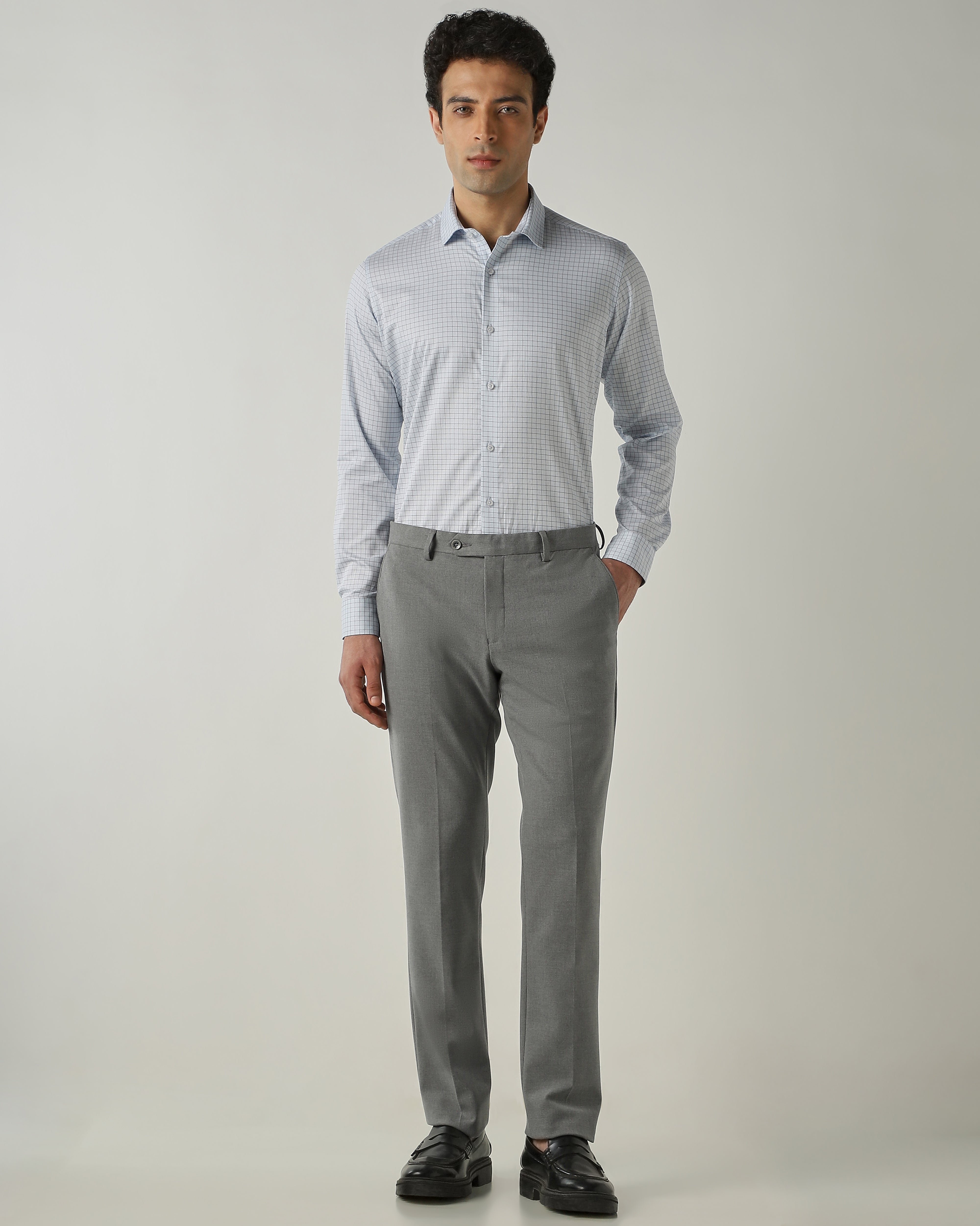 Shirt Lt Blue Slim Fit 100% Cotton