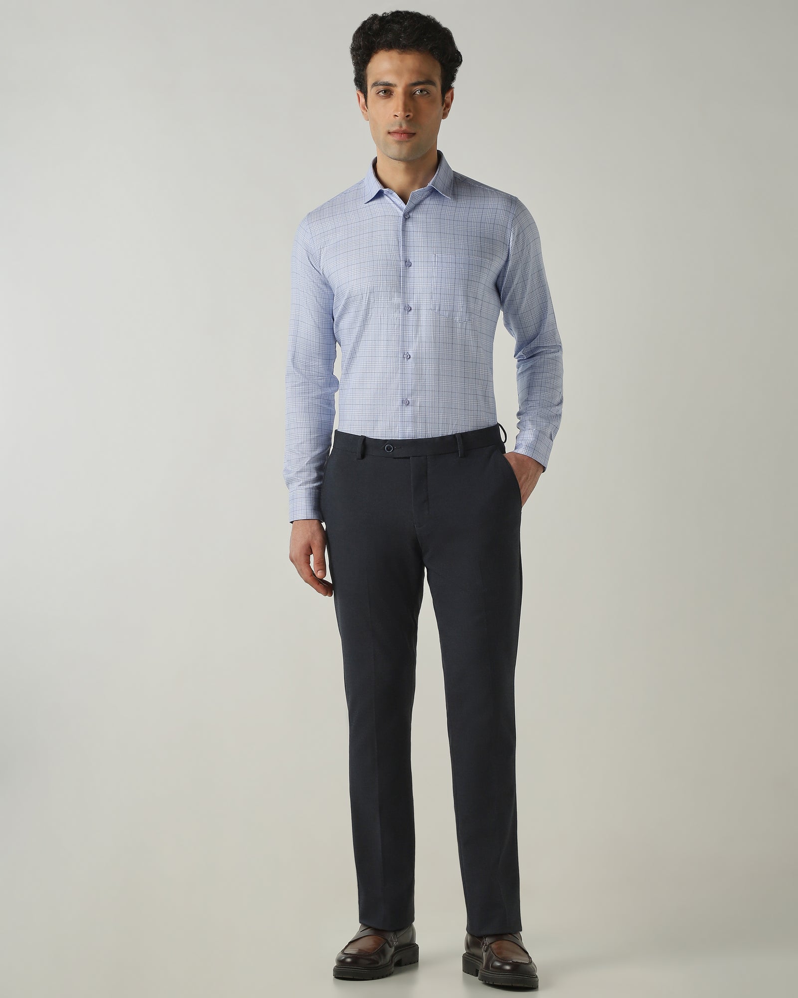 Shirt Blue Slim Fit 100% Cotton