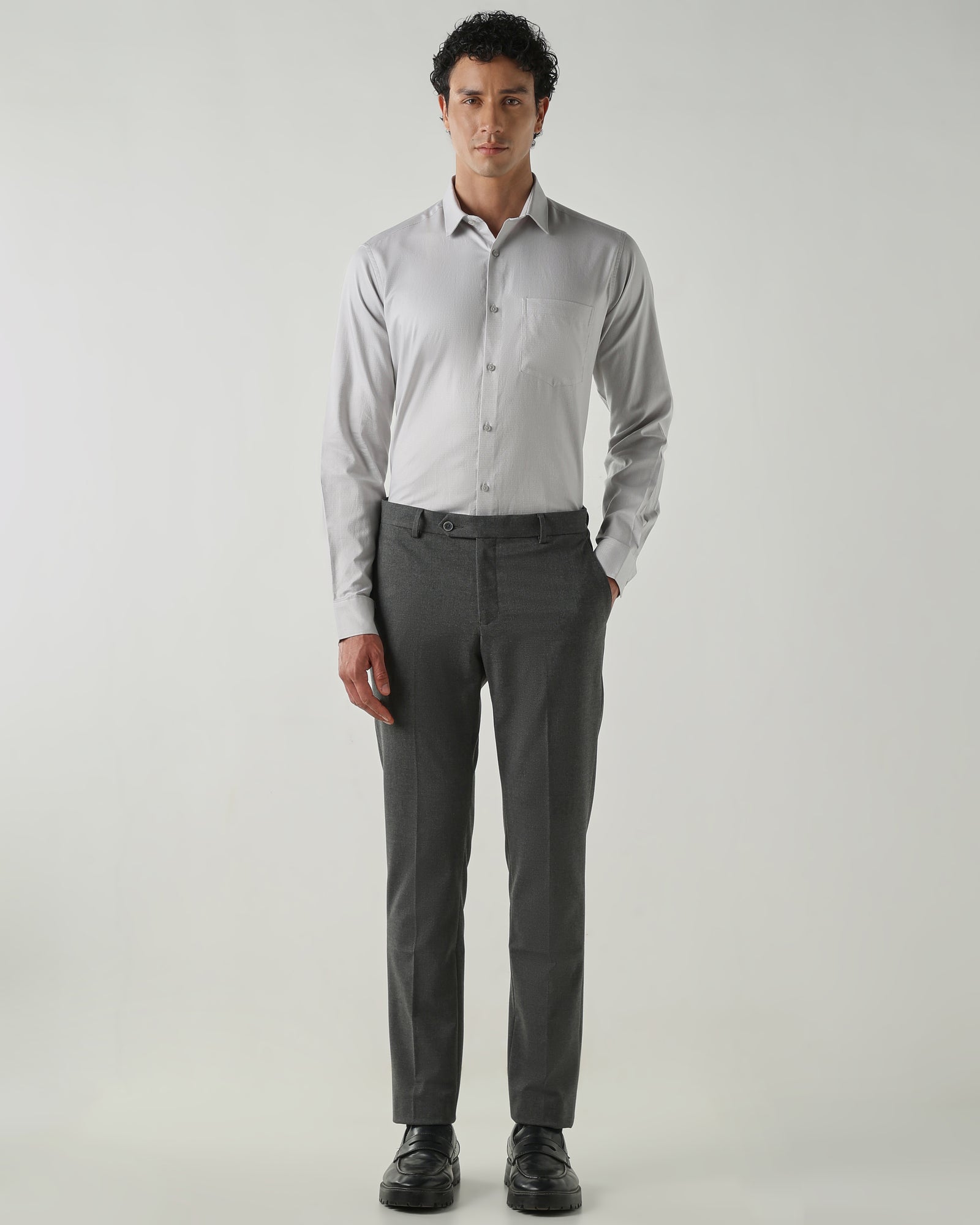 Men Regular Fit Shirts Grey