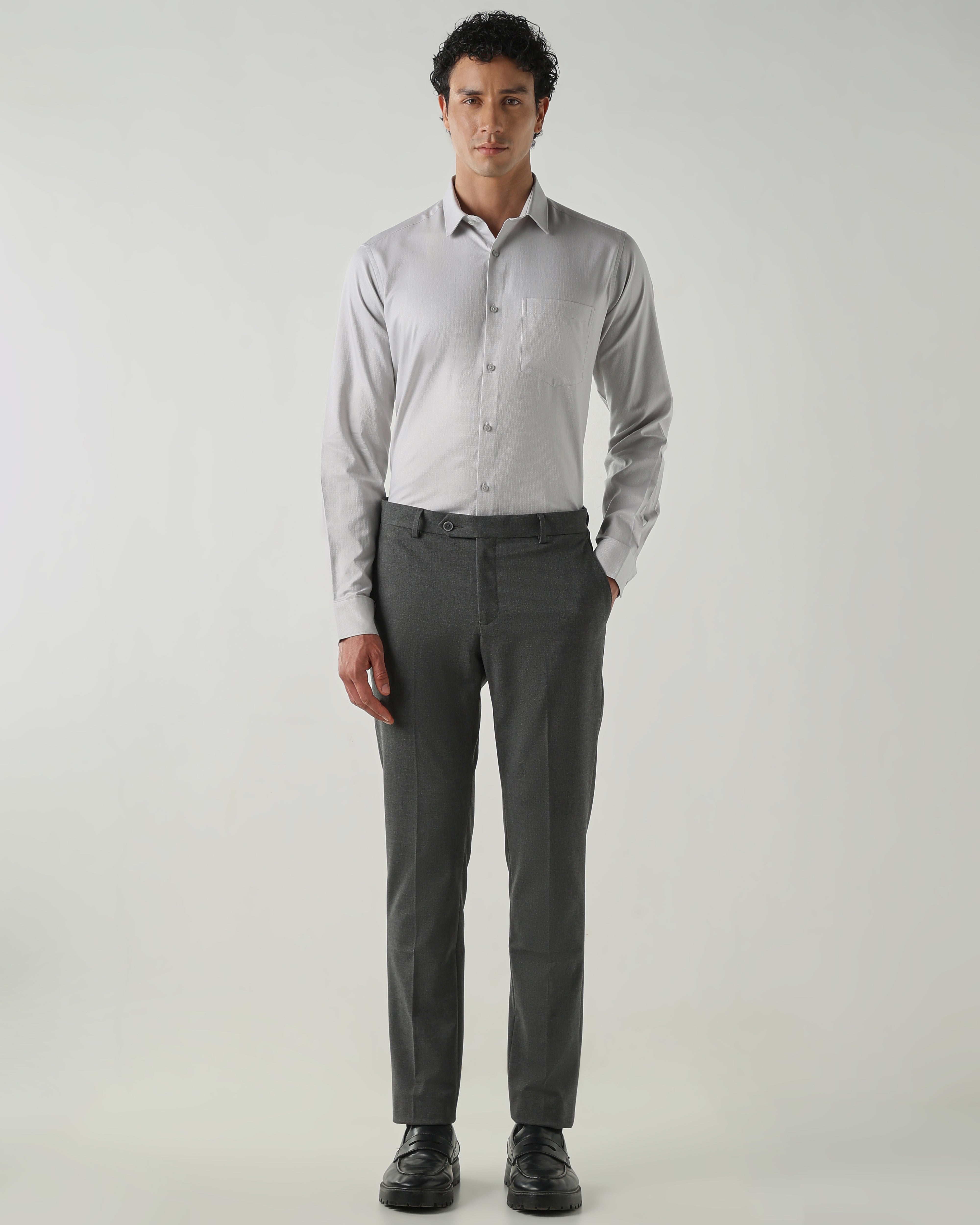 Men Regular Fit Shirts Grey