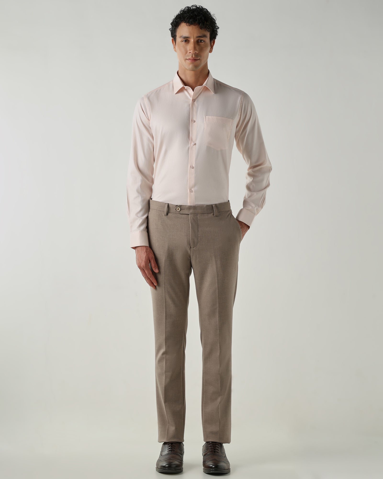 Men Regular Fit Shirts Peach