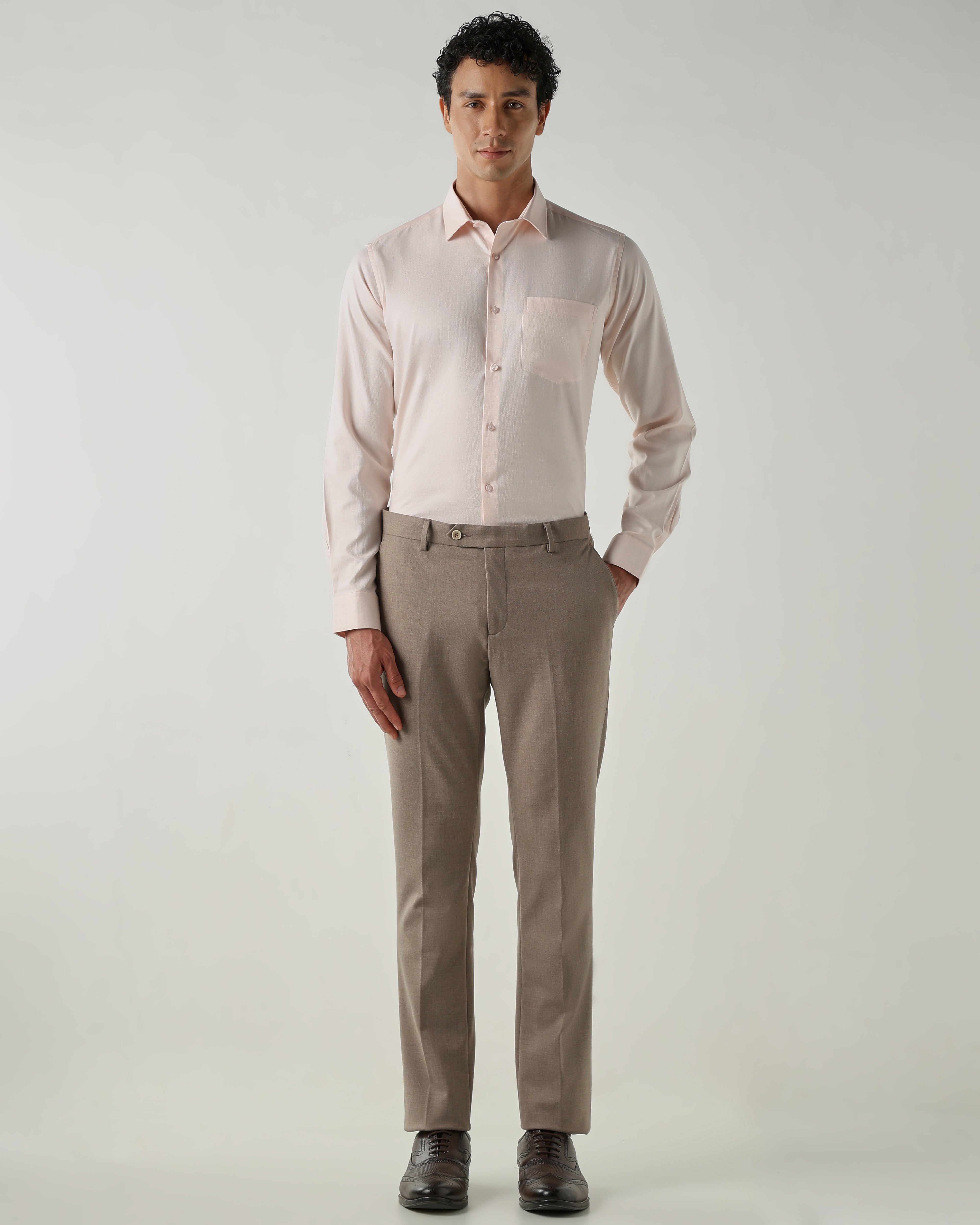 Men Regular Fit Shirts Peach