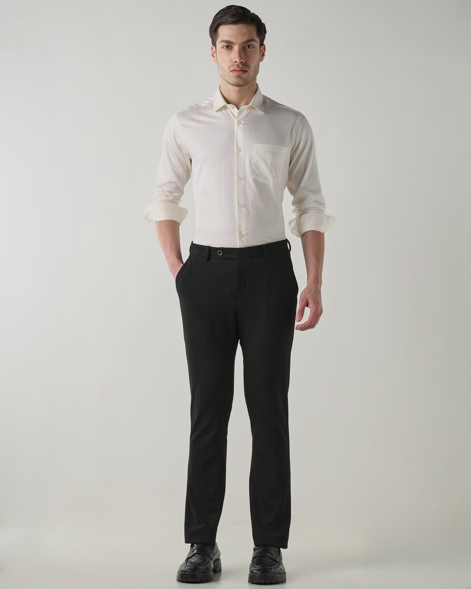 Men Regular Fit Shirt Cream