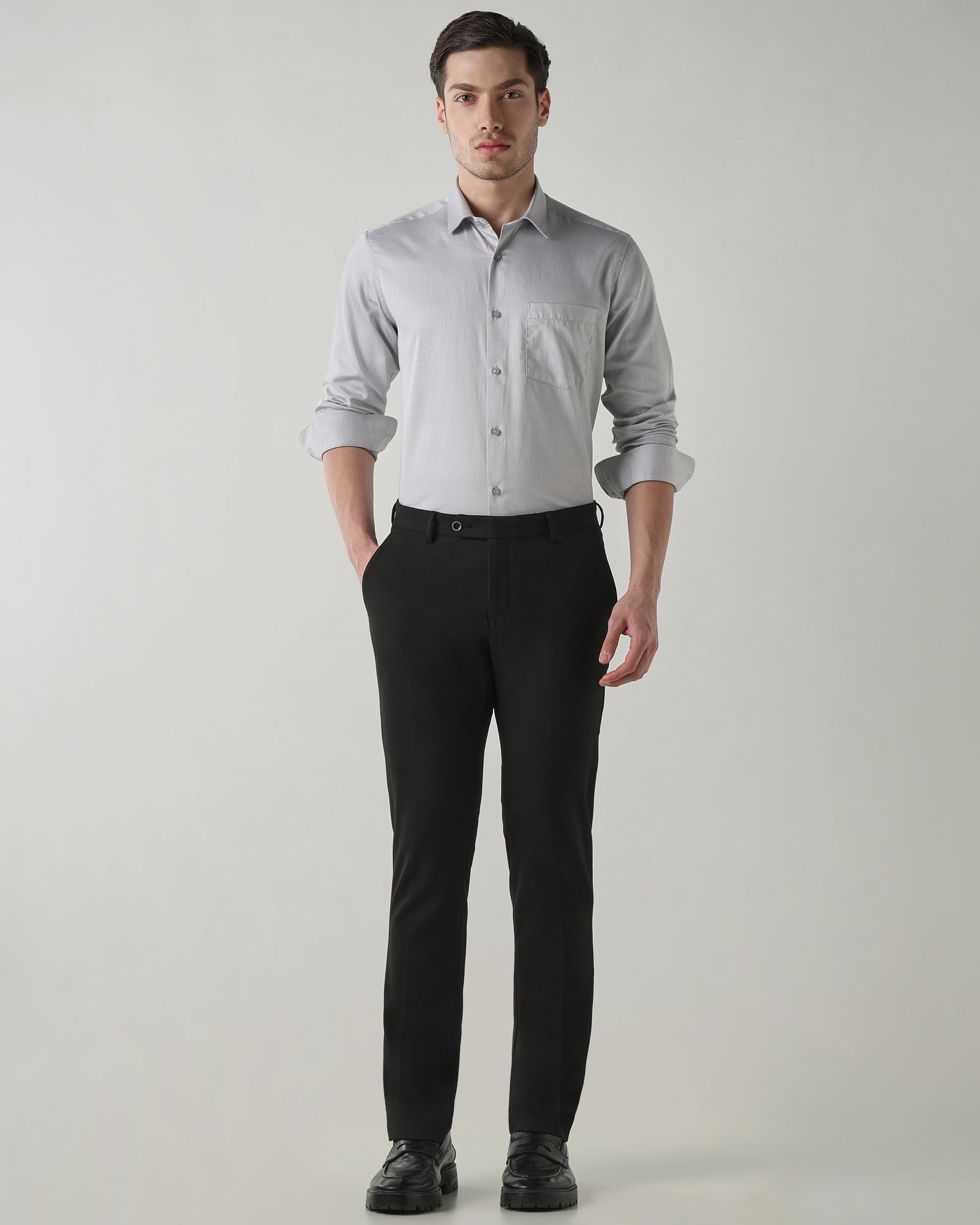 Men Regular Fit Shirt Light Grey