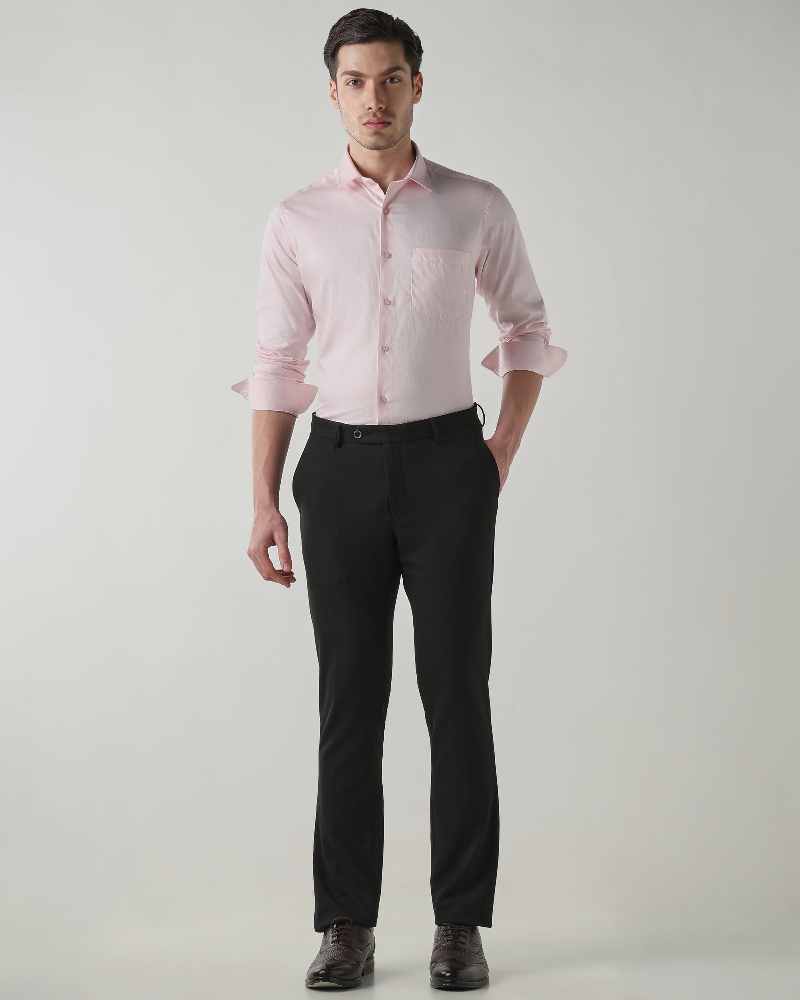 Men Regular Fit Shirt Light Pink