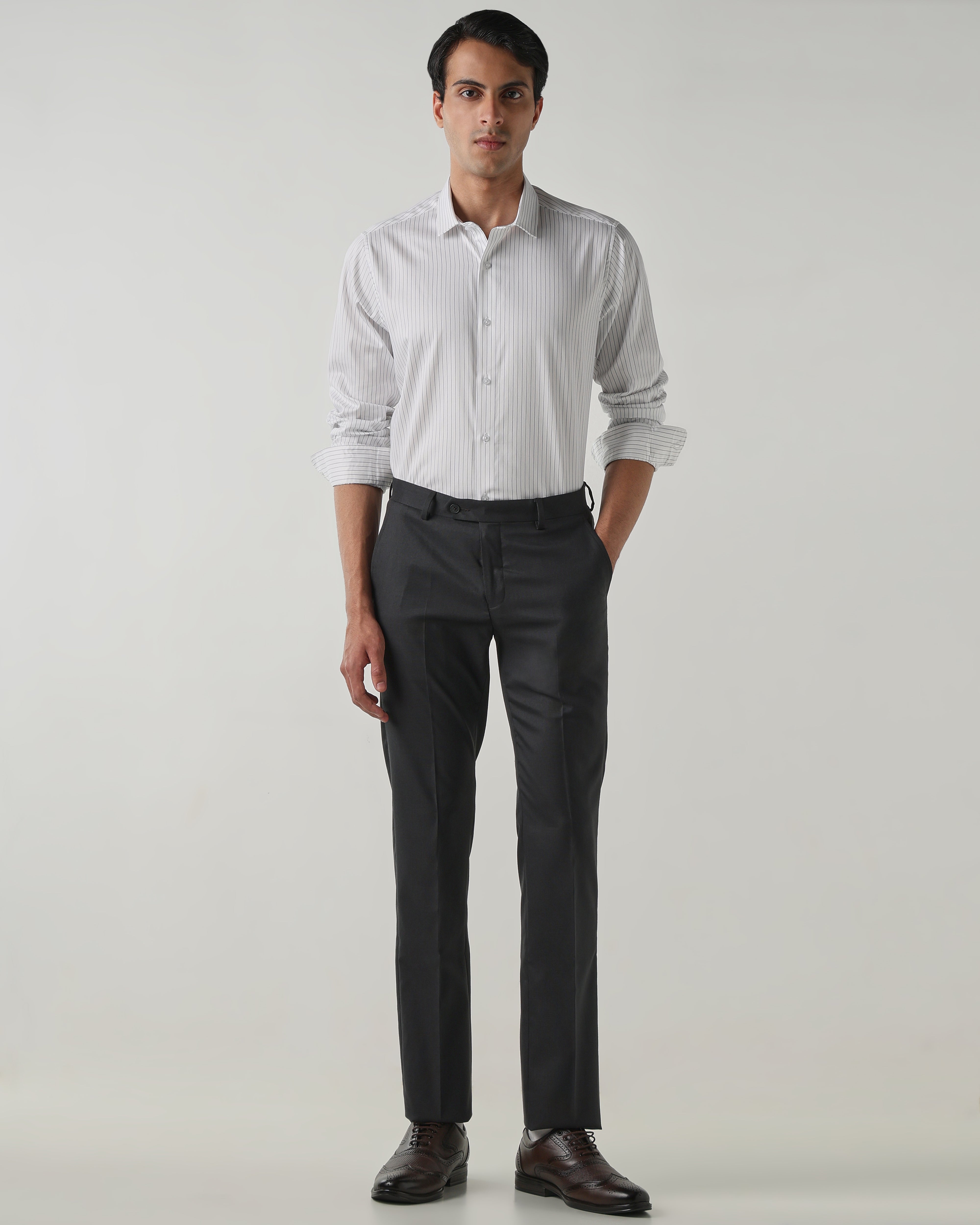 Men Regular Fit Shirt White/Navy