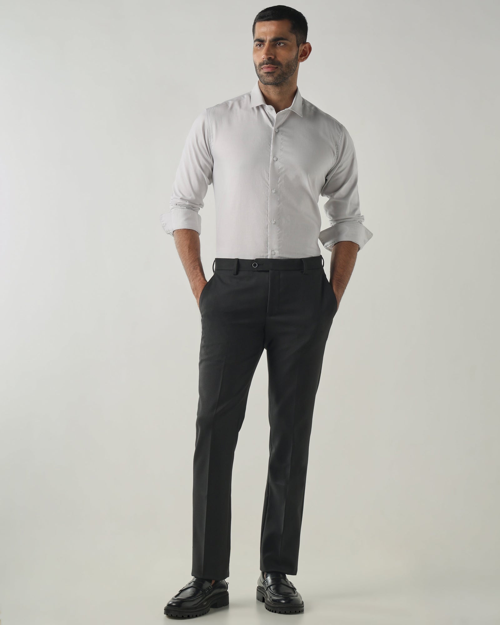 Lt Grey Slim Fit Formal Essential Shirts