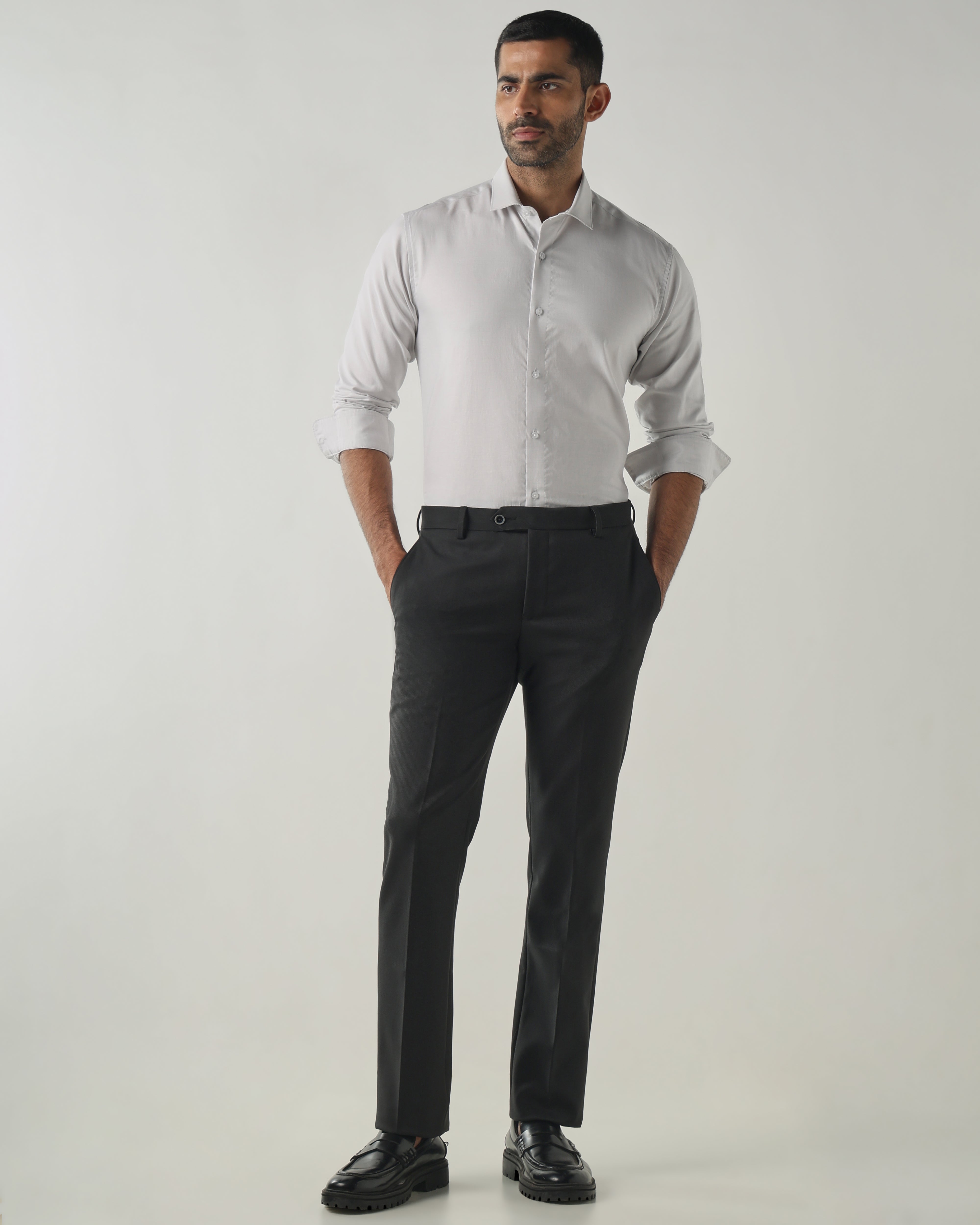 Lt Grey Slim Fit Formal Essential Shirts
