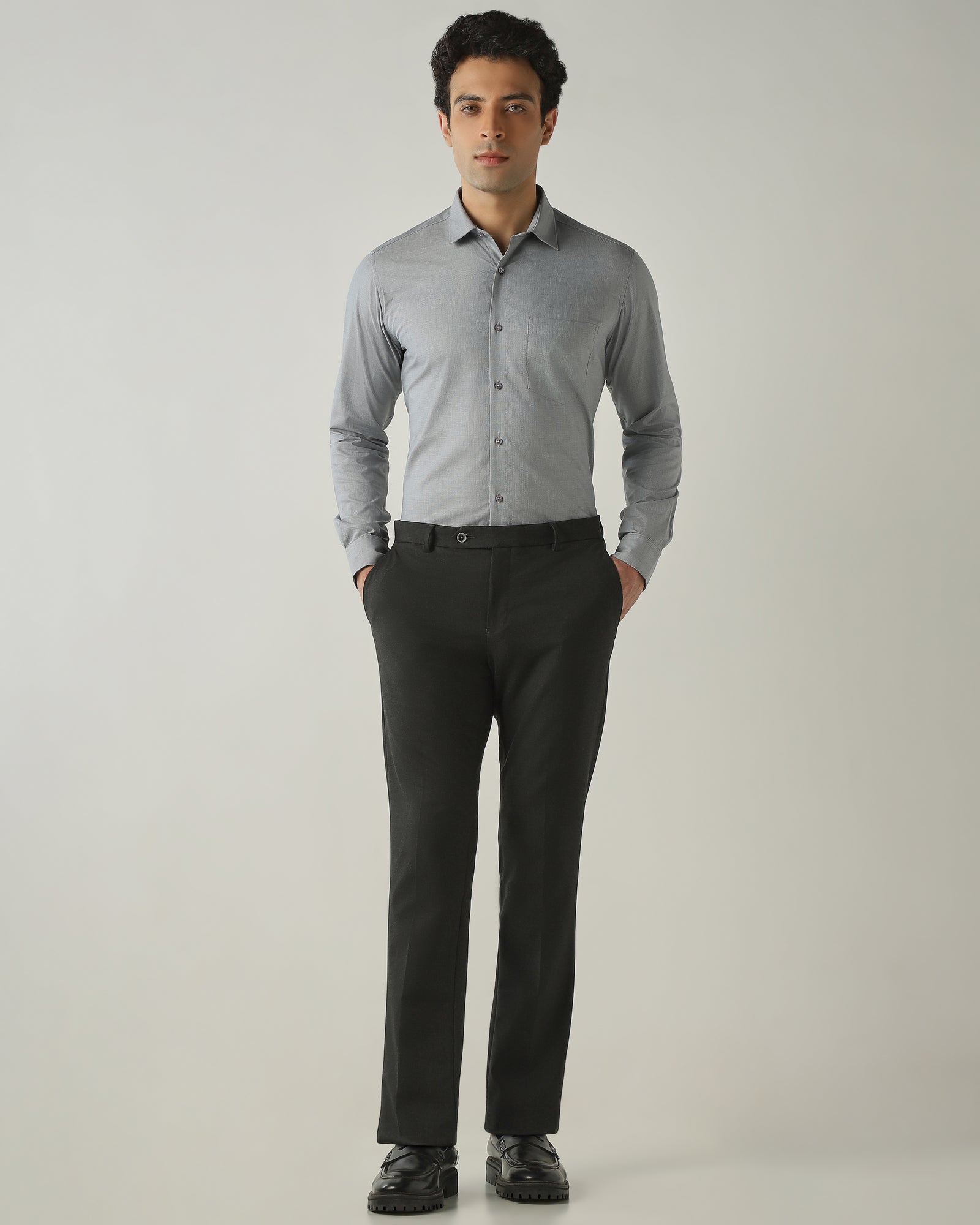 Shirt Grey Slim Fit 100% Cotton