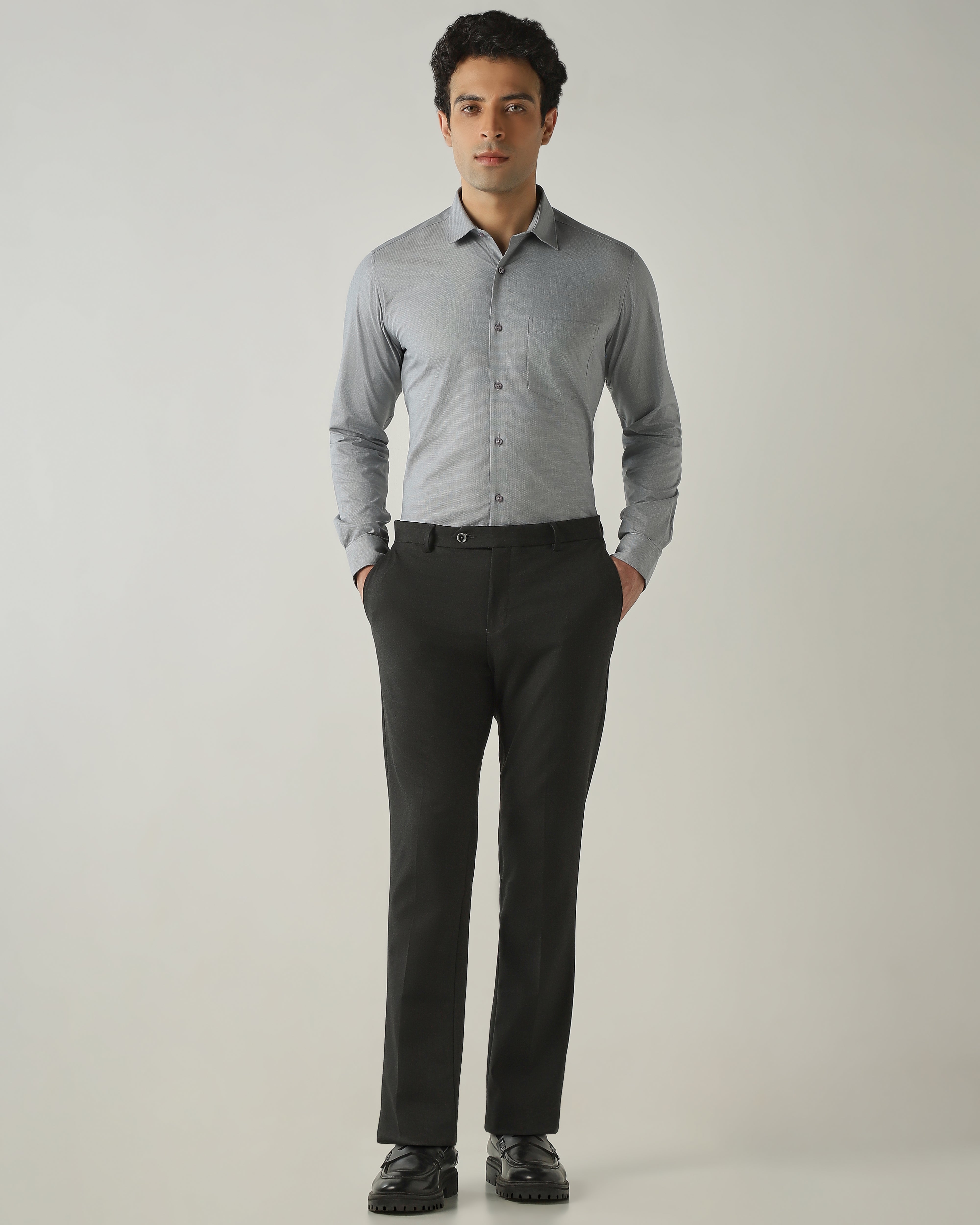 Shirt Grey Slim Fit 100% Cotton