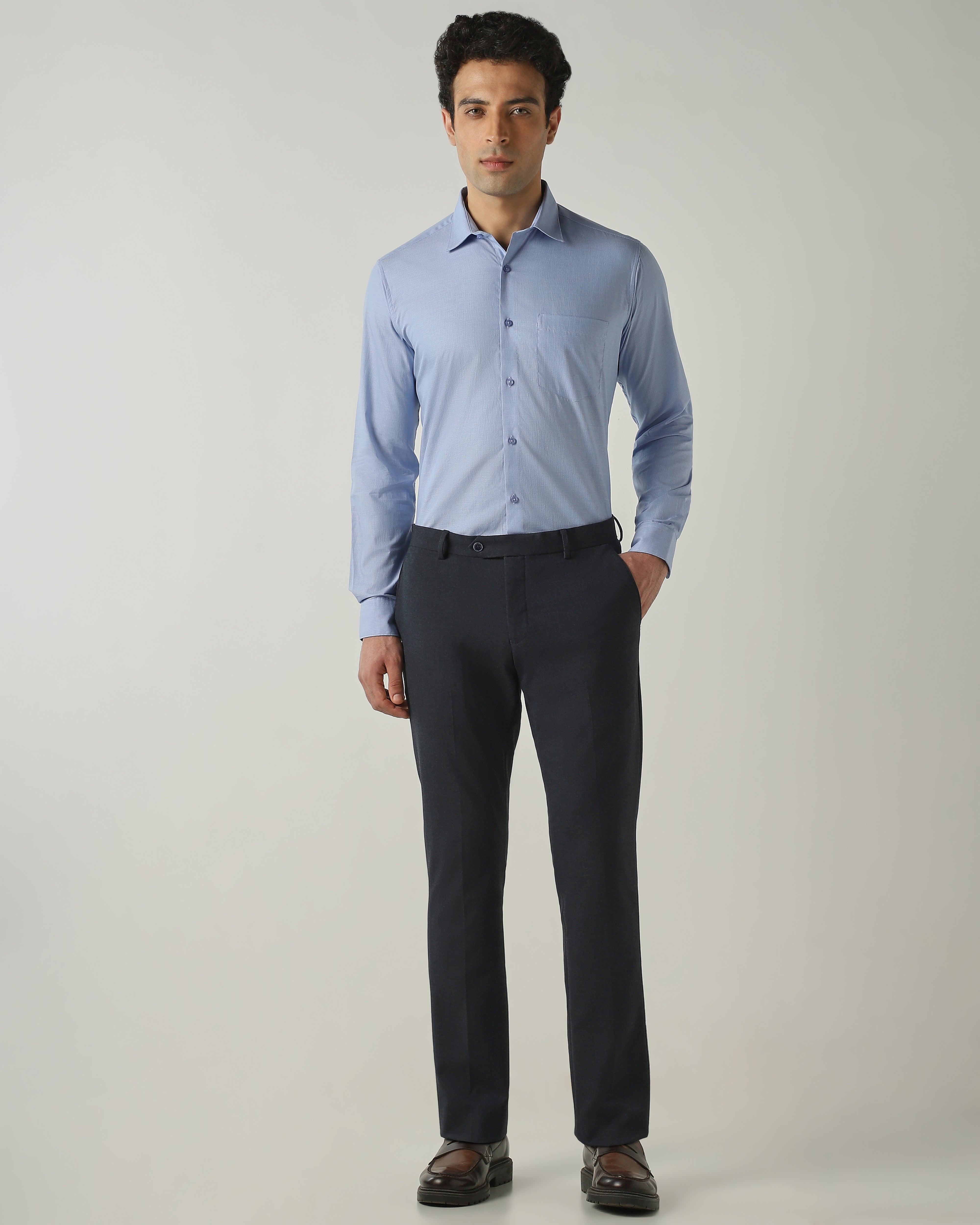 Shirt Navy Slim Fit 100% Cotton