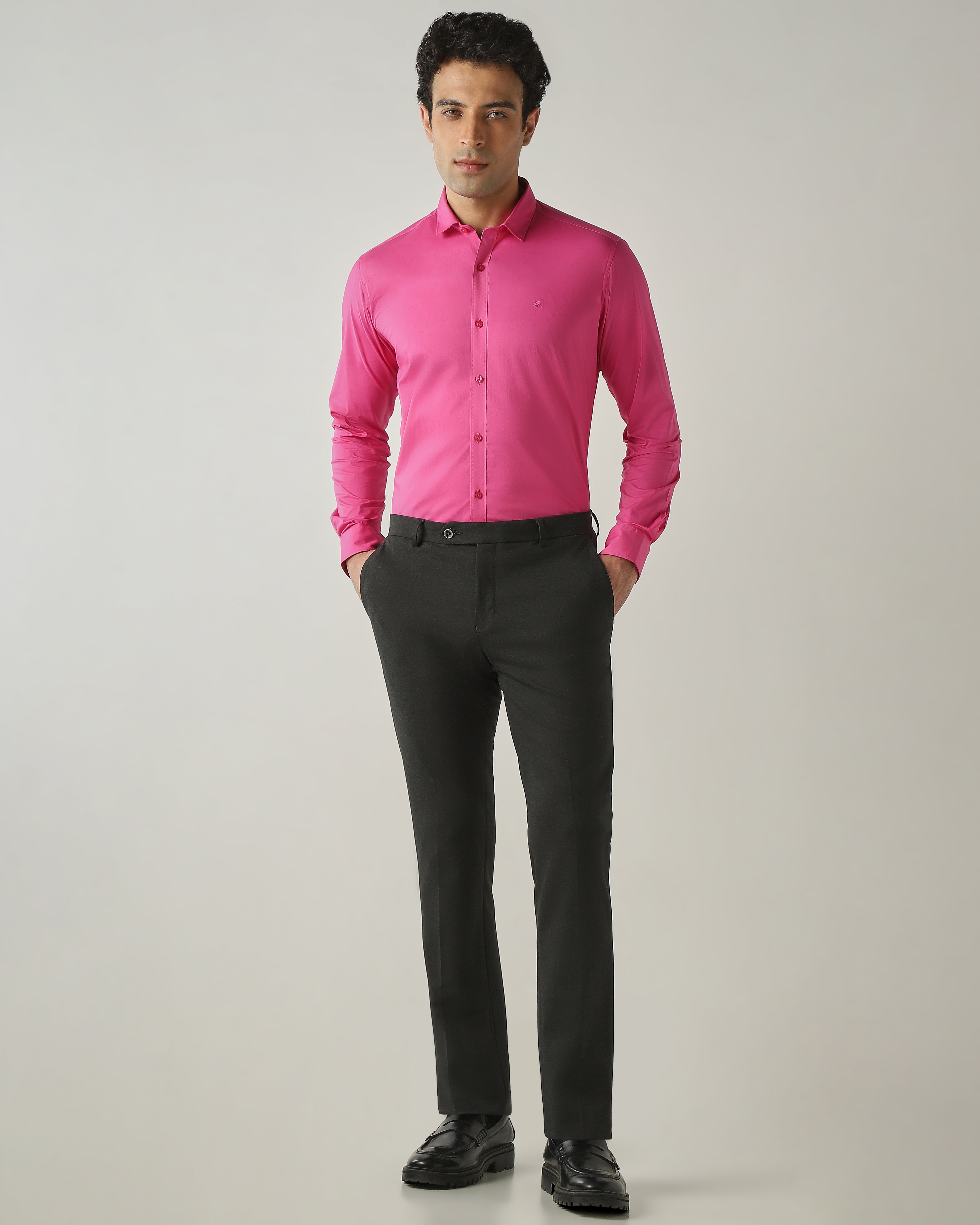 Shirt Majenta Slim Fit 100% Cotton