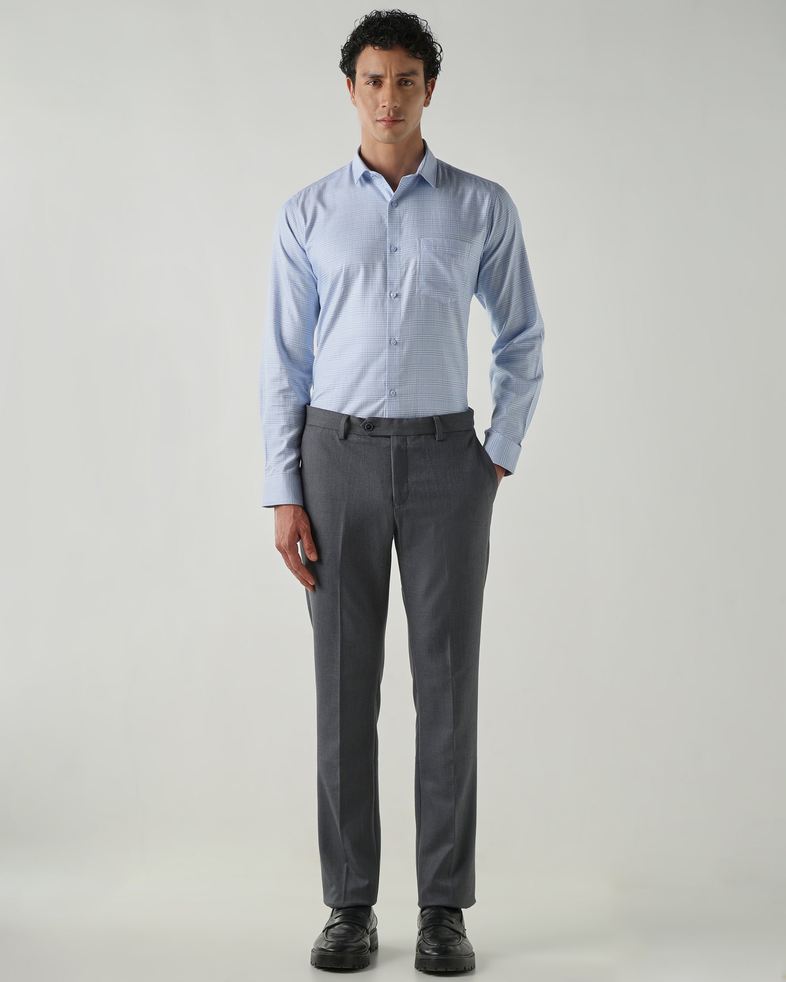 Men Slim Fit Shirts Blue