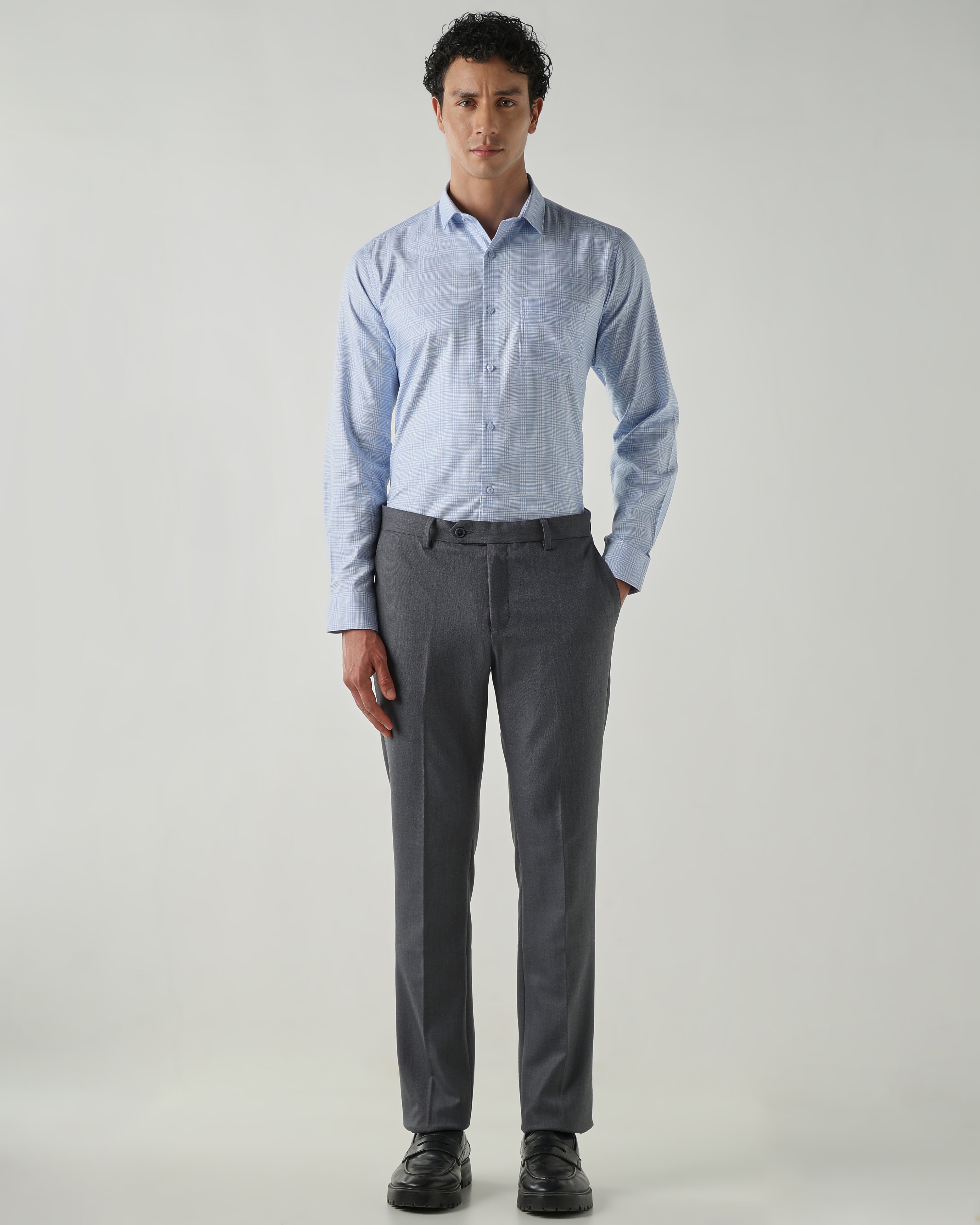 Men Slim Fit Shirts Blue
