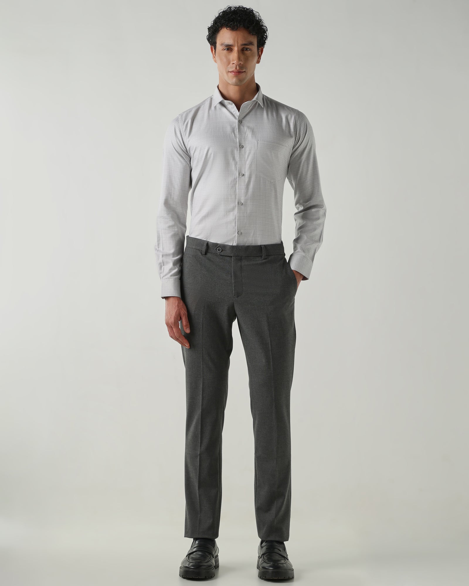 Men Slim Fit Shirts Grey