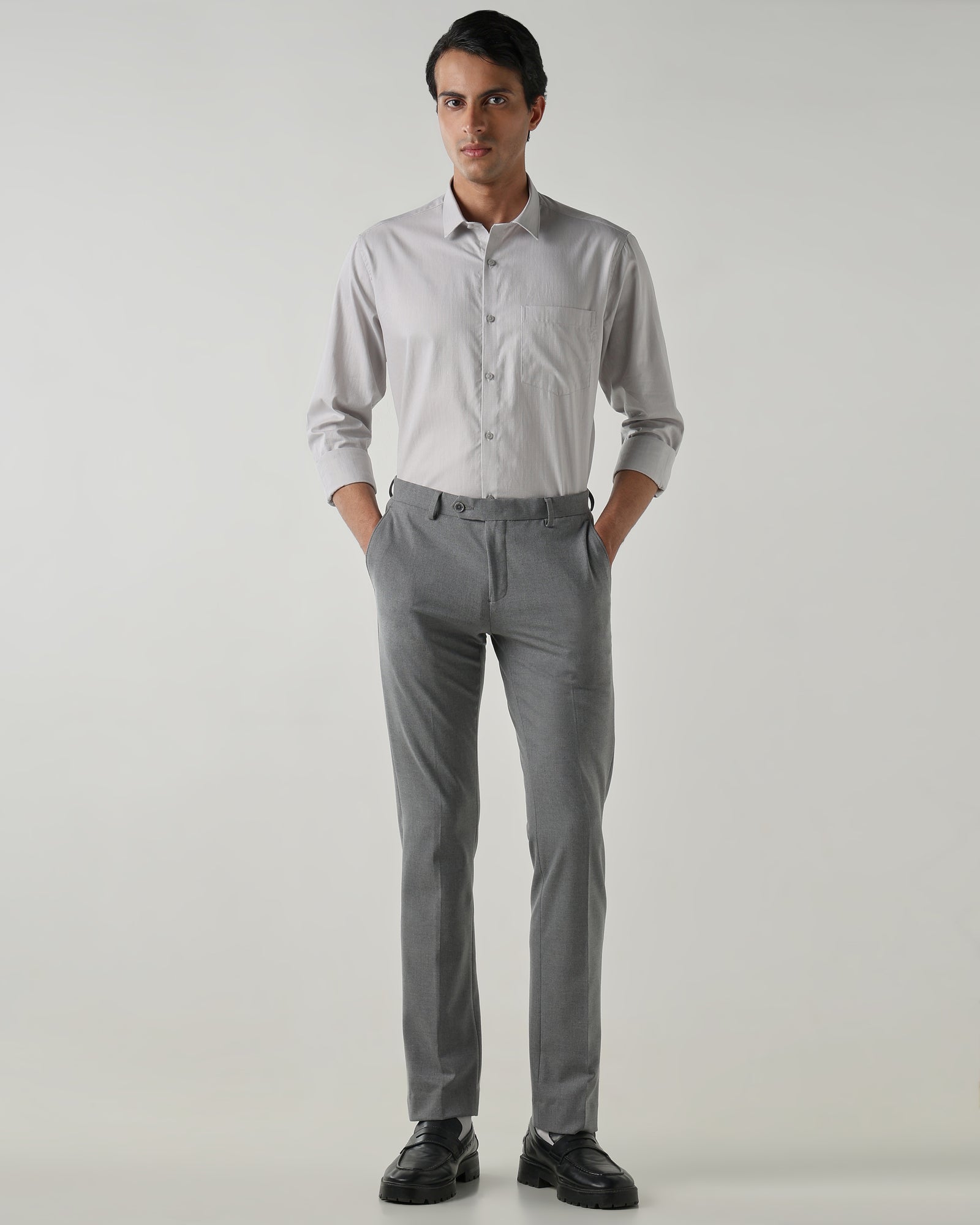 Men Regular Fit Shirt Light Grey