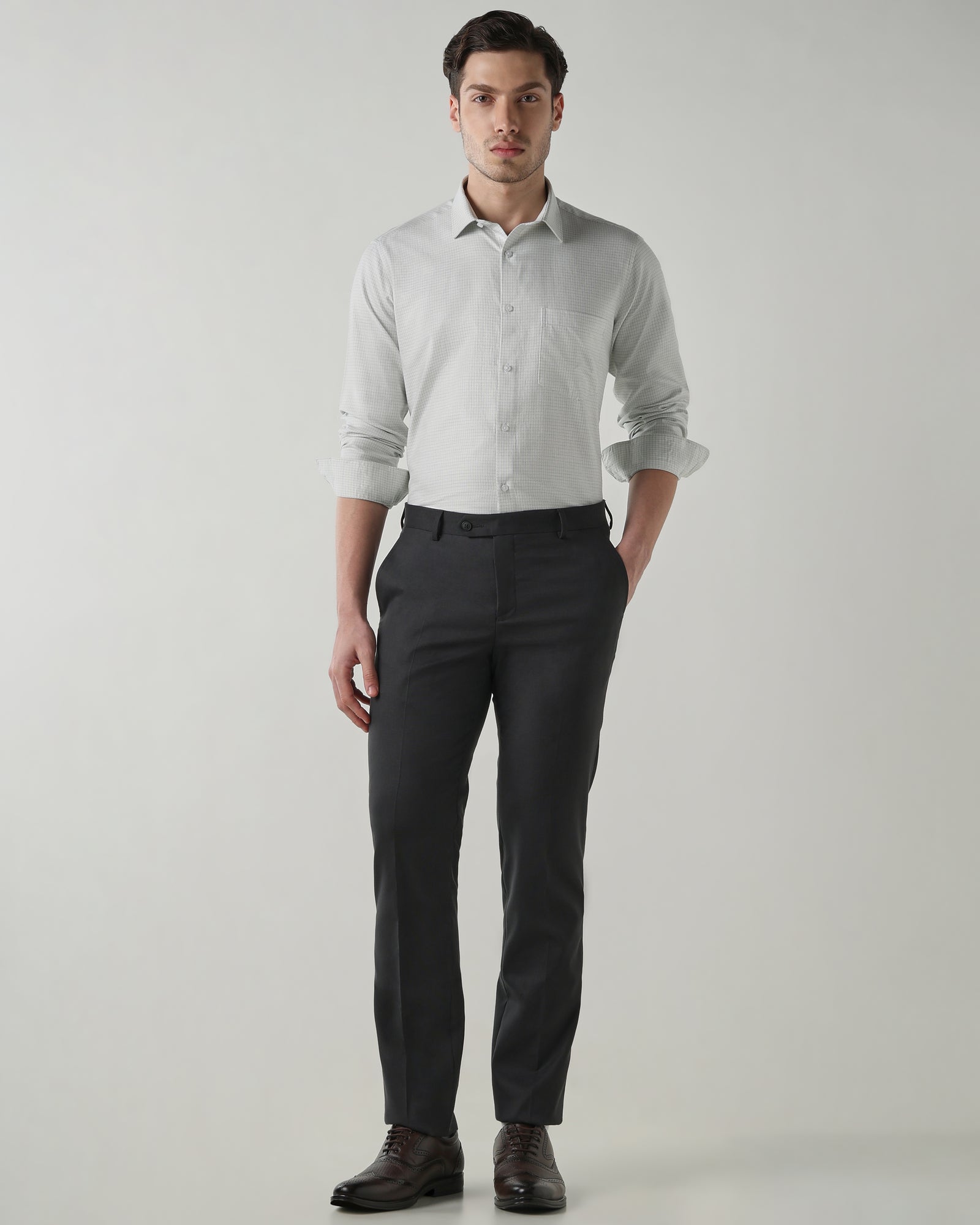 Men Regular Fit Shirt Grey