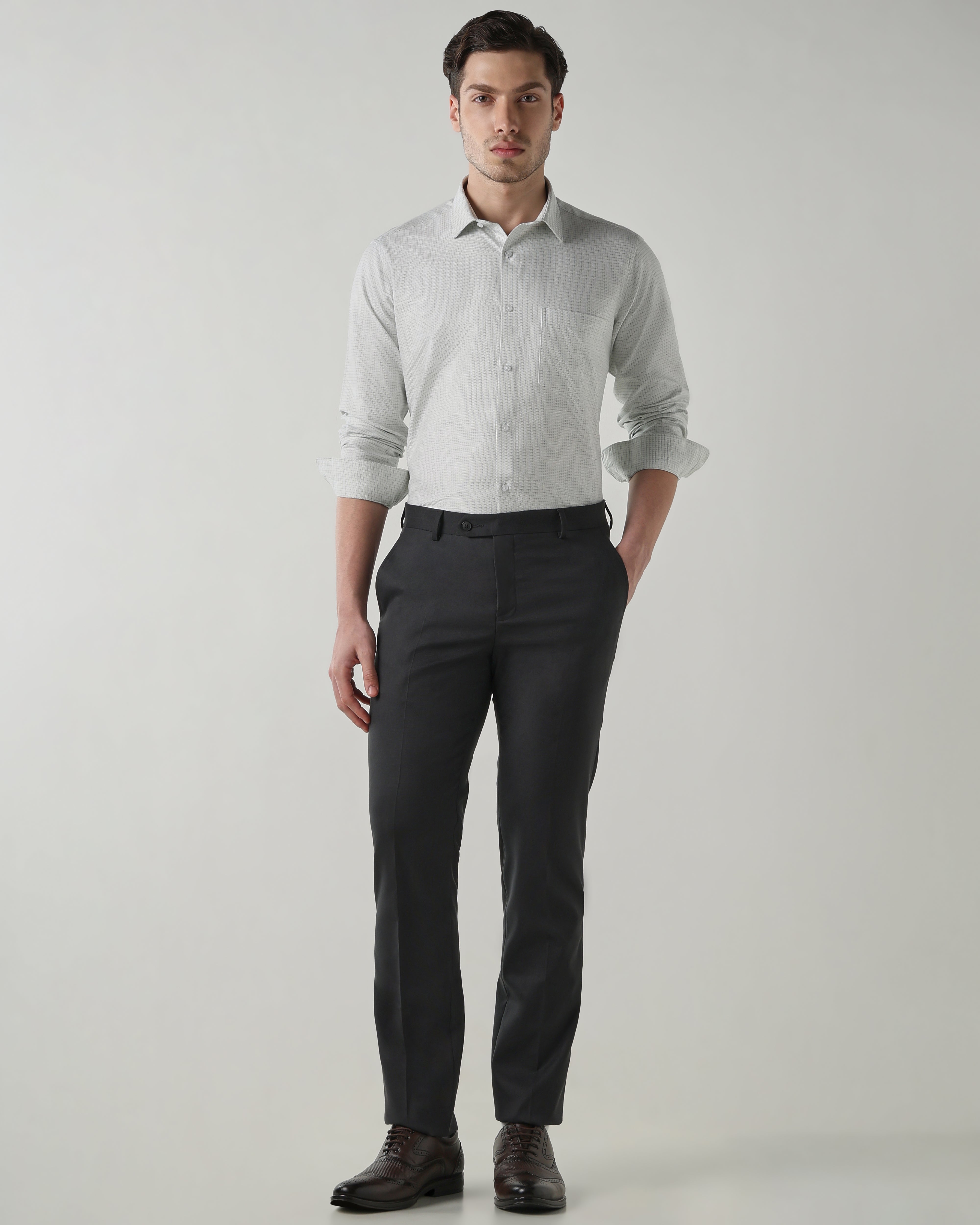 Men Regular Fit Shirt Grey