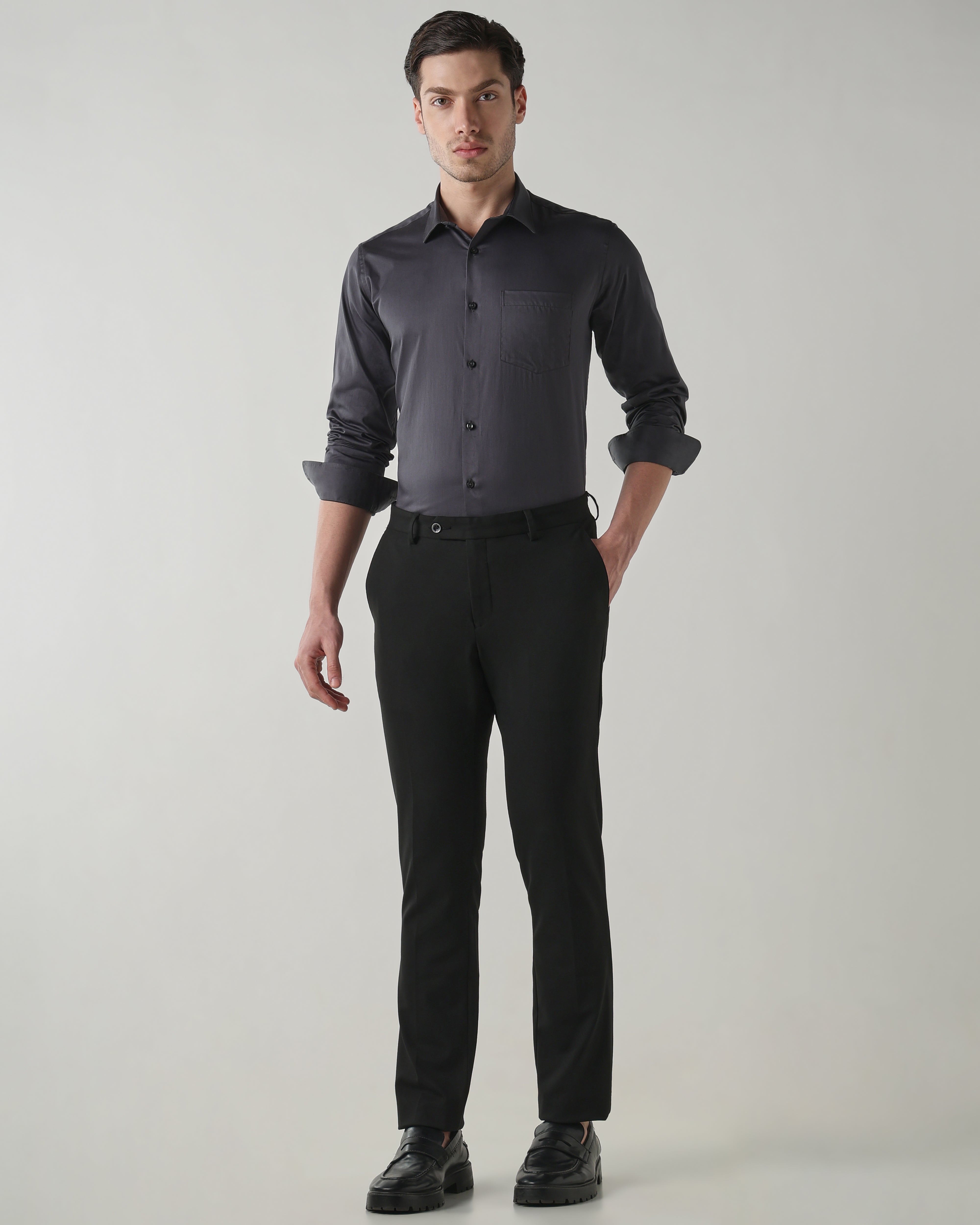Men Slim Fit Shirt Black