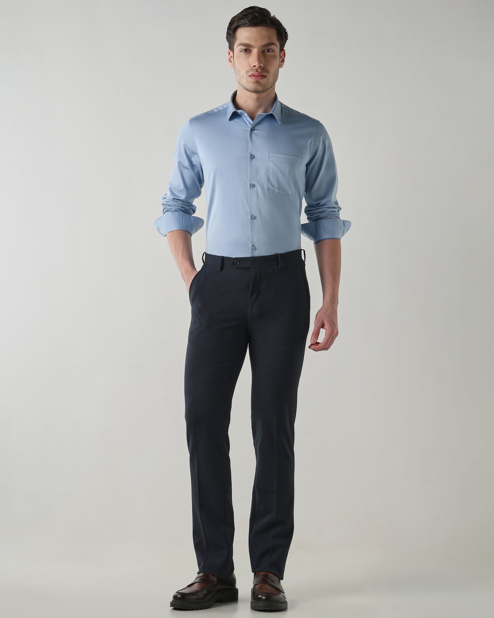 Men Slim Fit Shirt Sky Blue