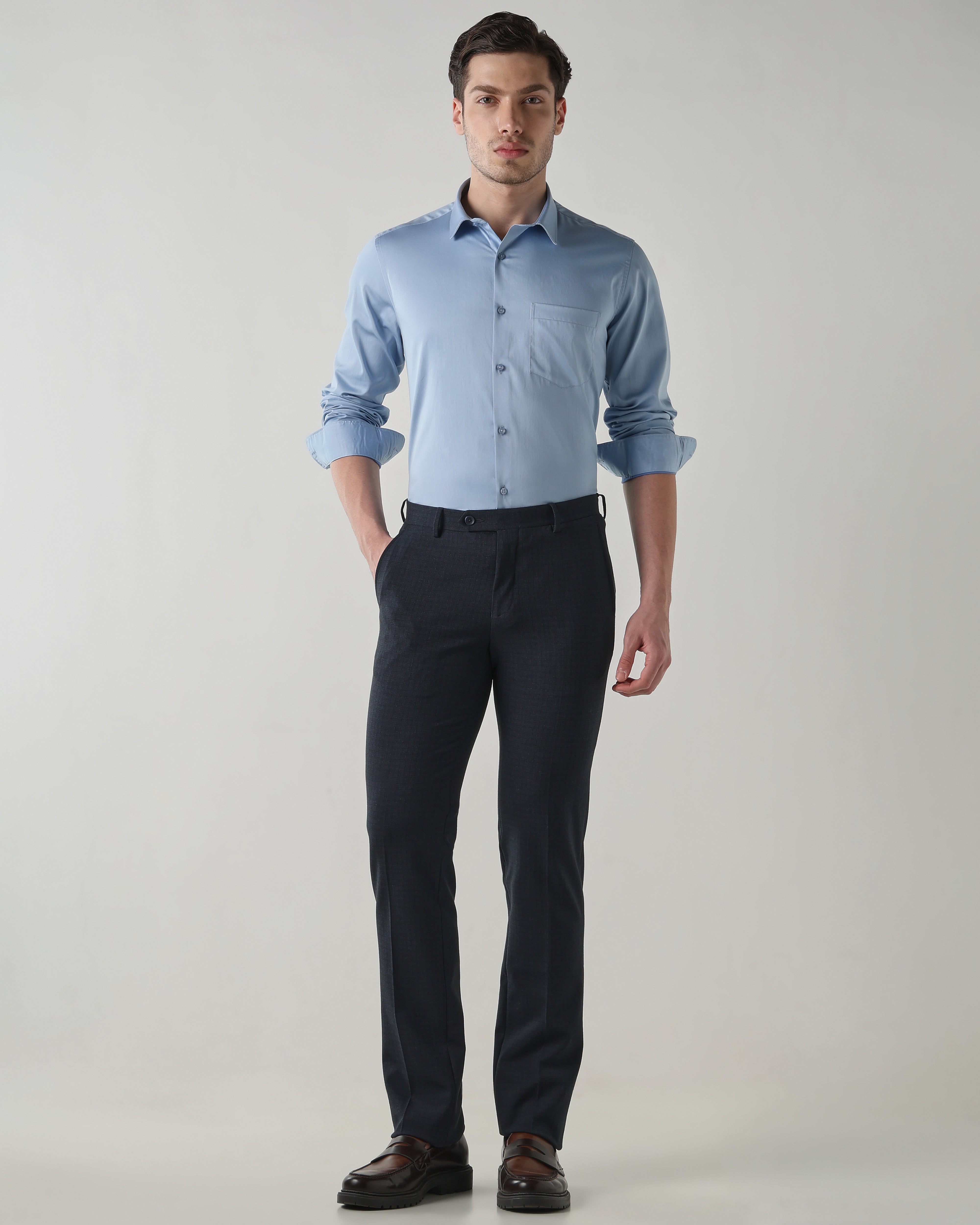 Men Slim Fit Shirt Sky Blue